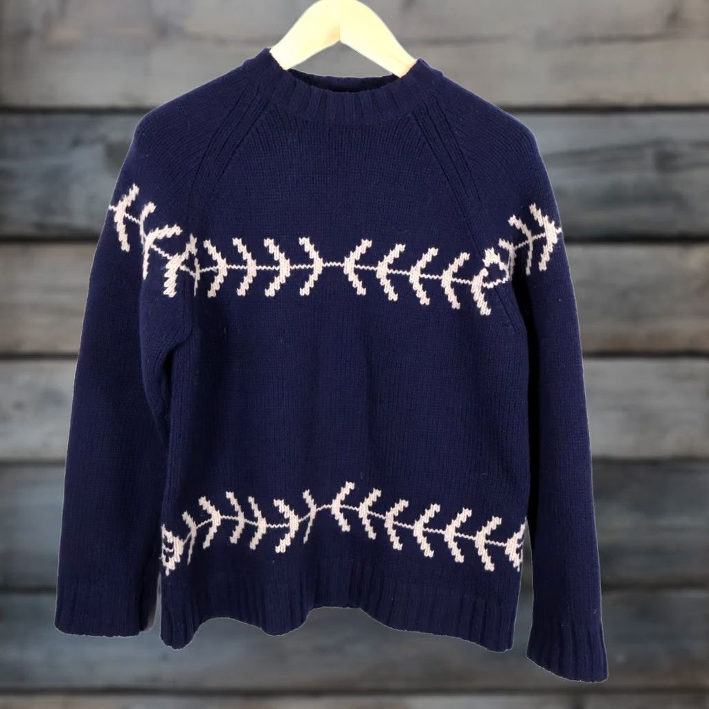 Gap VINTAGE Gap Sweater Mens M Blue VTG Lambs Wool Men Dark Geometric Y2K Tag Size US M / EU 48-50 / 2 - 1 Thumbnail