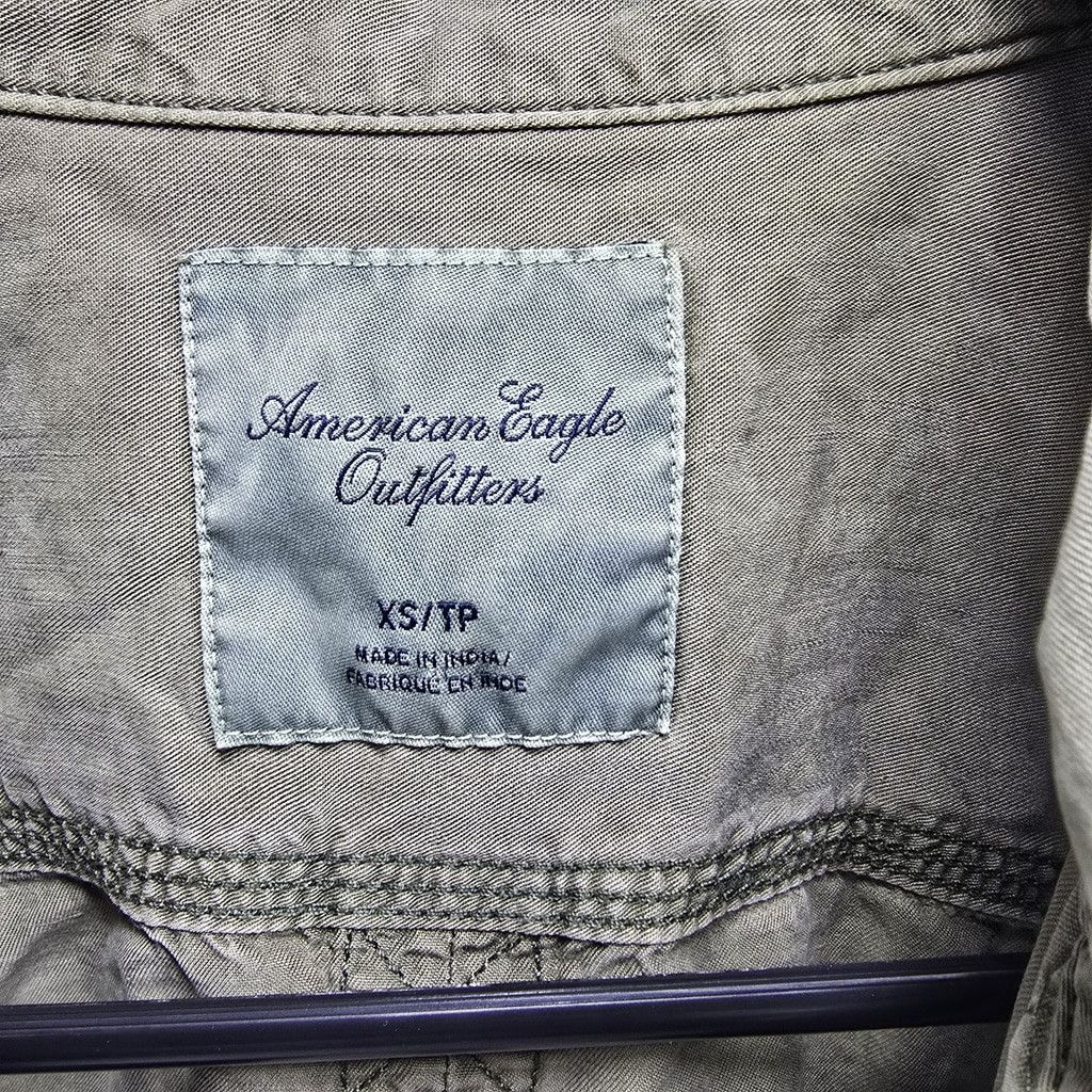 American Eagle Outfitters American Eagle Womens Gray Vtg Bf Button Up Shirt Size XS TP Size XS / US 0-2 / IT 36-38 - 4 Thumbnail