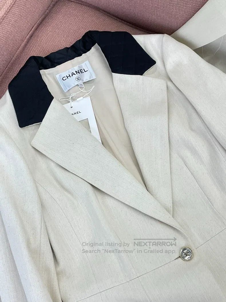 Chanel Chanel 21S beige lapel bow pocket jacket Size M / US 6-8 / IT 42-44 - 3 Thumbnail