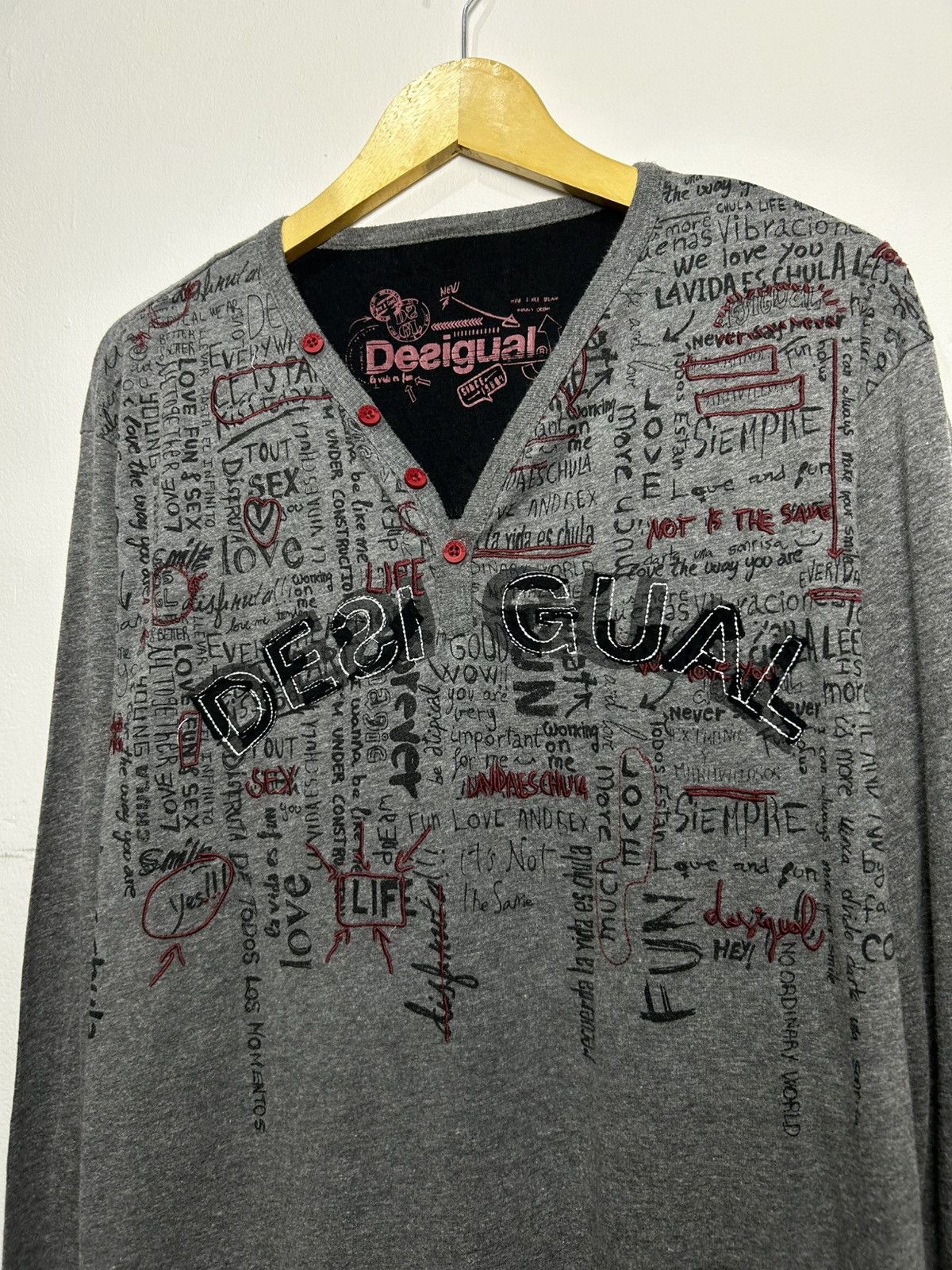 Japanese Brand Y2k Desigual Poem longsleeve Size US XL / EU 56 / 4 - 3 Thumbnail