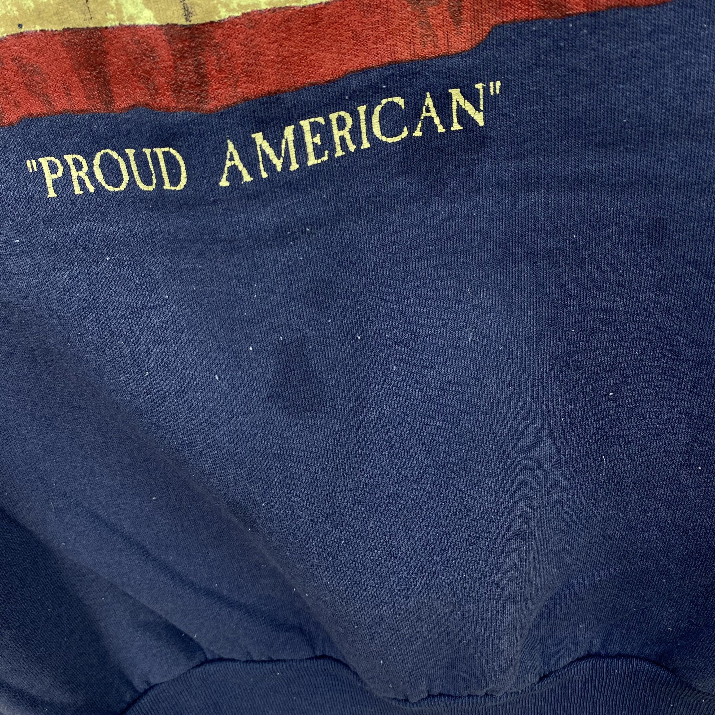 Vintage Vintage 90s Hanes Proud American Flag Pullover Sweatshirt Size US L / EU 52-54 / 3 - 11 Thumbnail