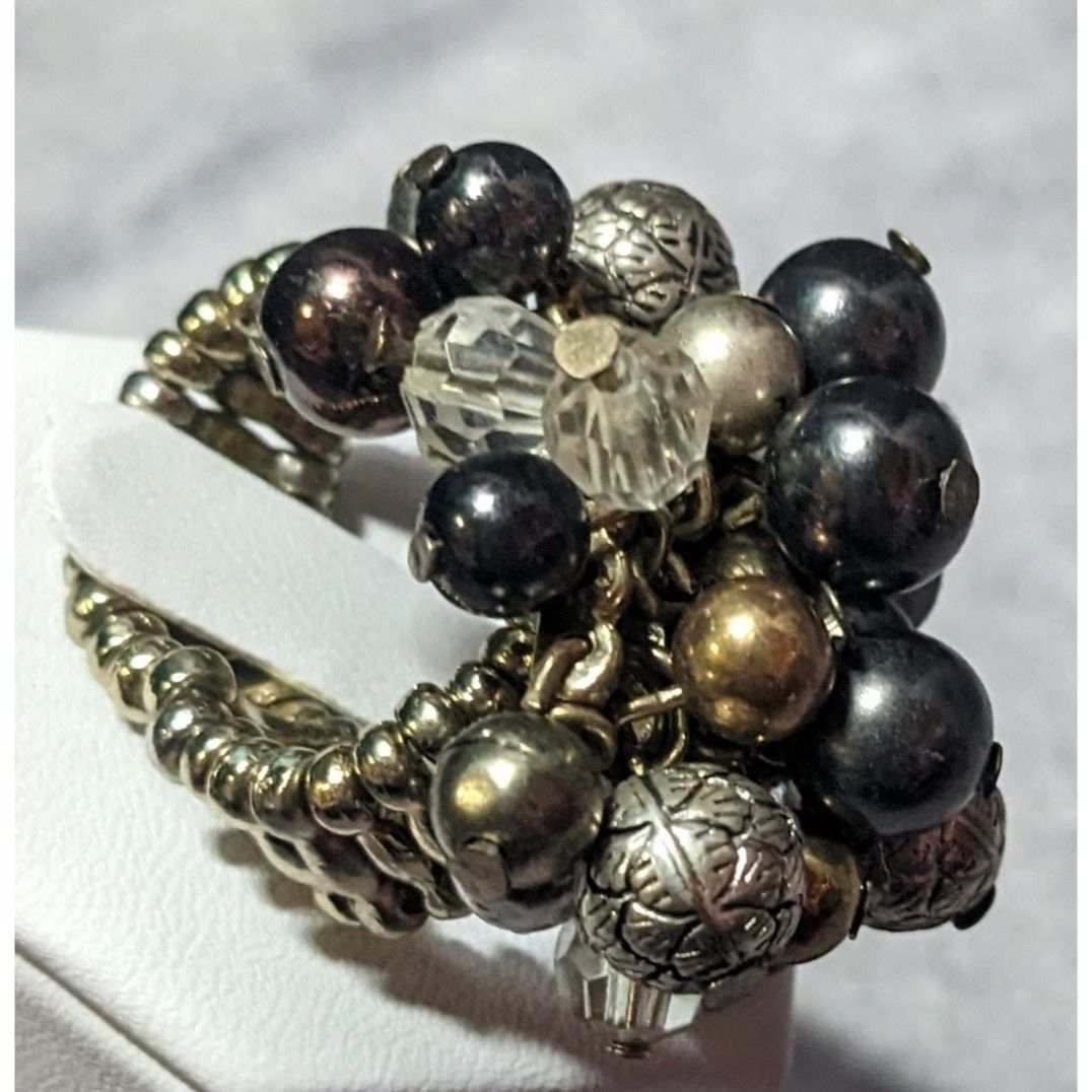 Other Chunky Metallic Beaded Cluster Stretch Ring Size 8 Size ONE SIZE - 9 Thumbnail
