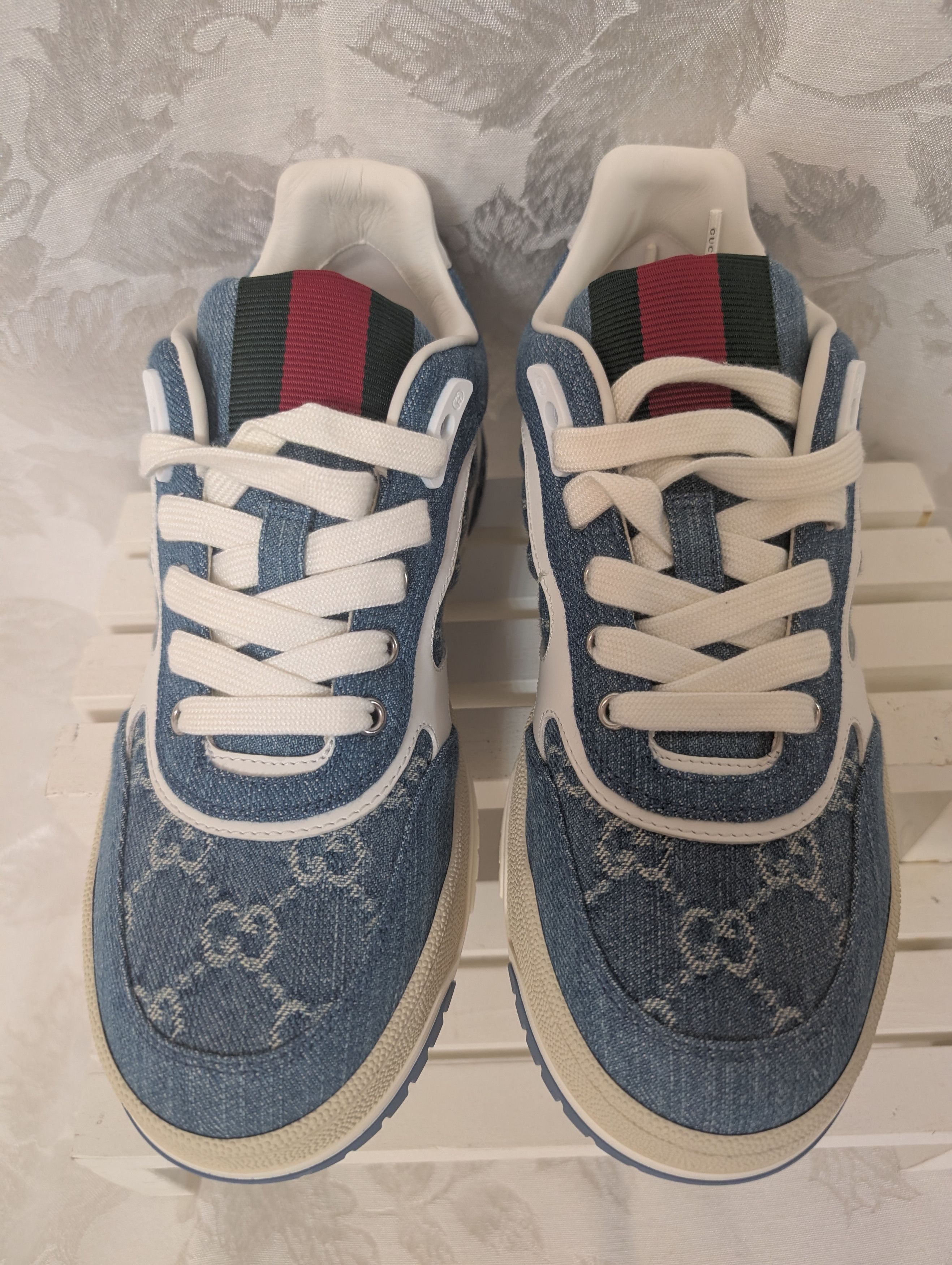 Gucci Womens Gucci Sneaker Re-Web Denim & Leather Size 39EU/8.5US Size US 8.5 / IT 38.5 - 4 Thumbnail