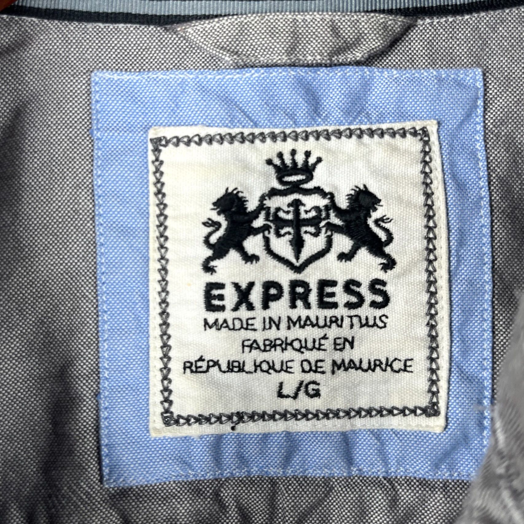 Express Express Shirt L Gray Embroidered Griffin Logo Roll Tab Button-Up Long Sleeve / Express Long Sleeve Button Up Shirt L Gray Embroidered Griffin Logo Size US L / EU 52-54 / 3 - 6 Thumbnail