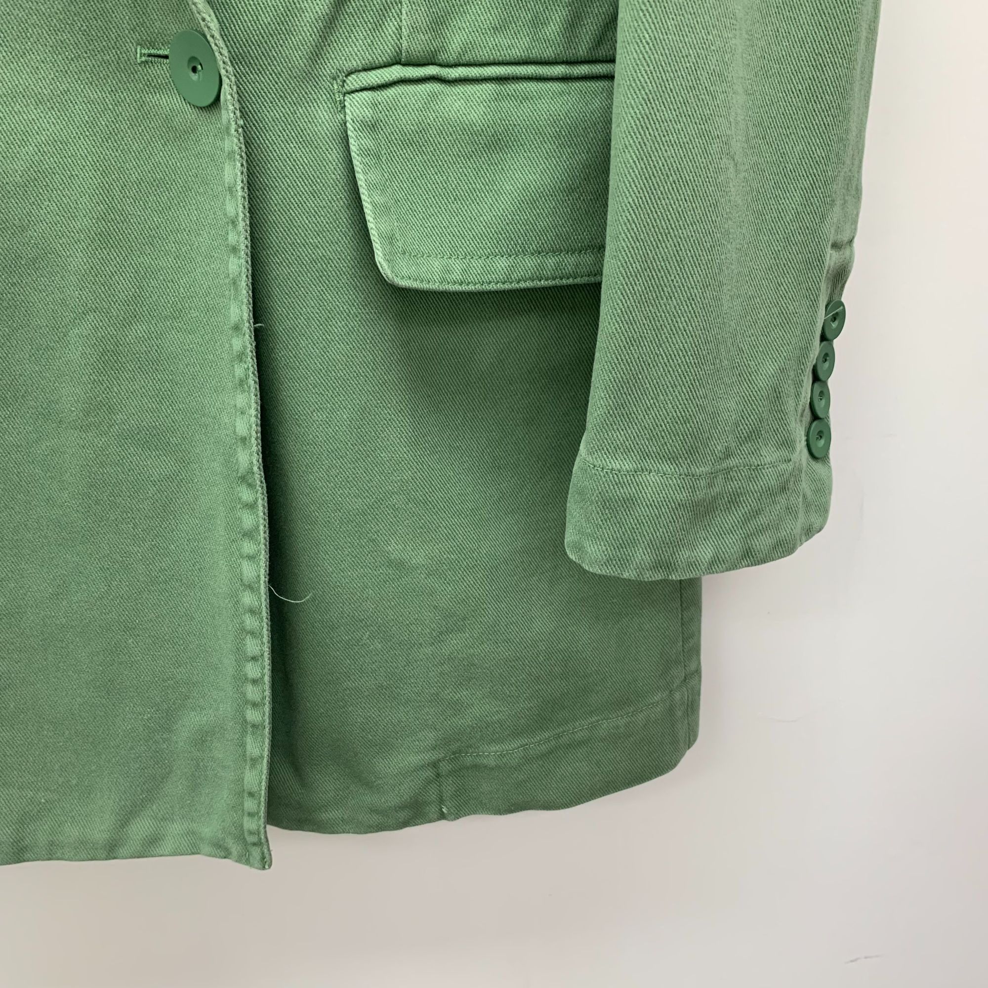Max Mara MaxMara Green Cotton Double-Breasted Blazer (Size XS) Size XS / US 0-2 / IT 36-38 - 4 Thumbnail