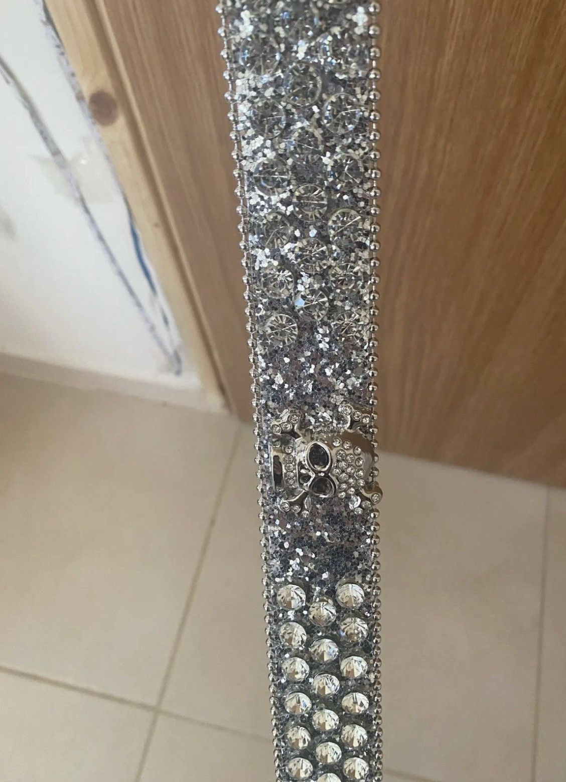 Leather Gorgeous Rhinestone Studded PU Leather Belt Size ONE SIZE - 6 Thumbnail