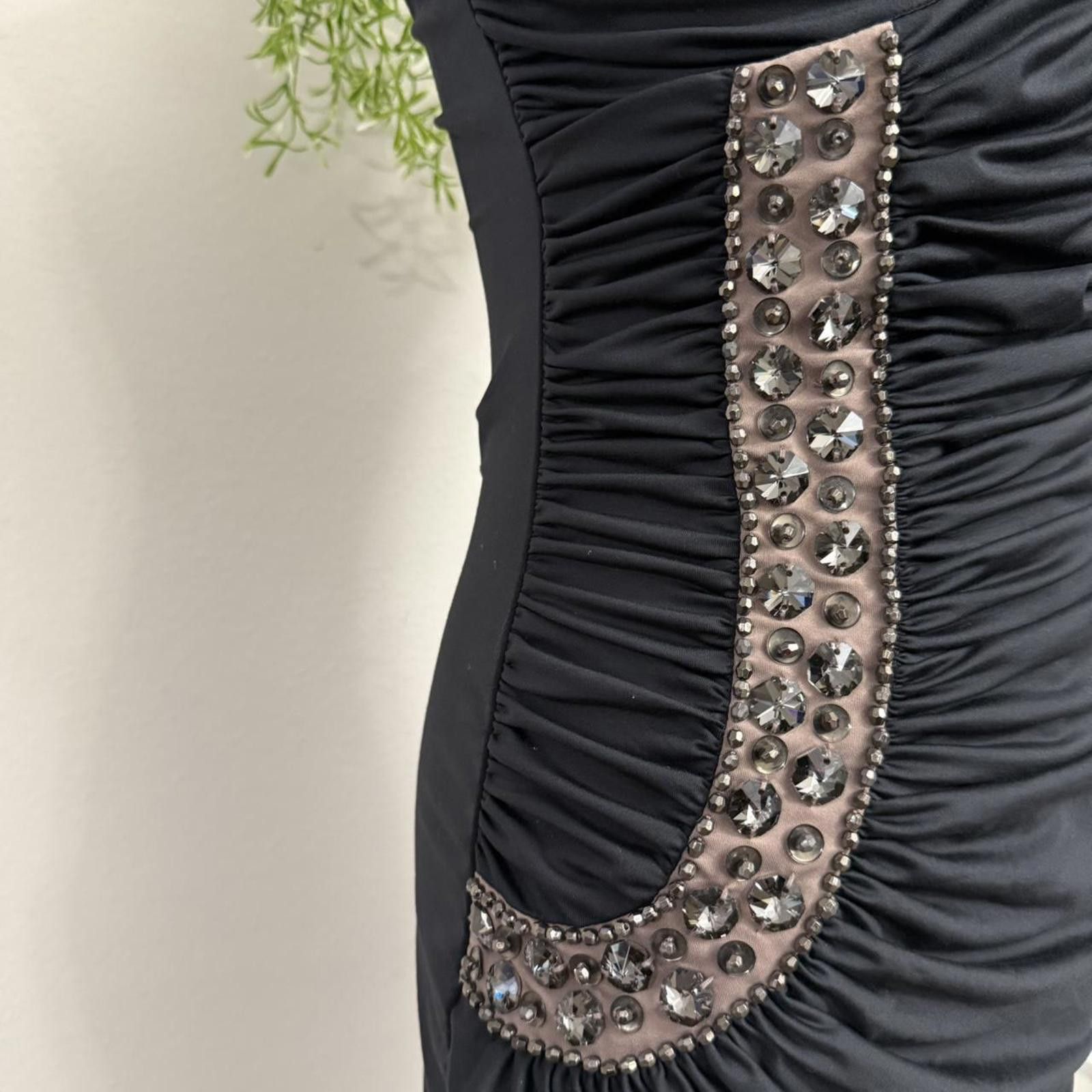 Designer Y2k grunge runched mini one shoulder beaded dress size small Size S / US 4 / IT 40 - 4 Thumbnail