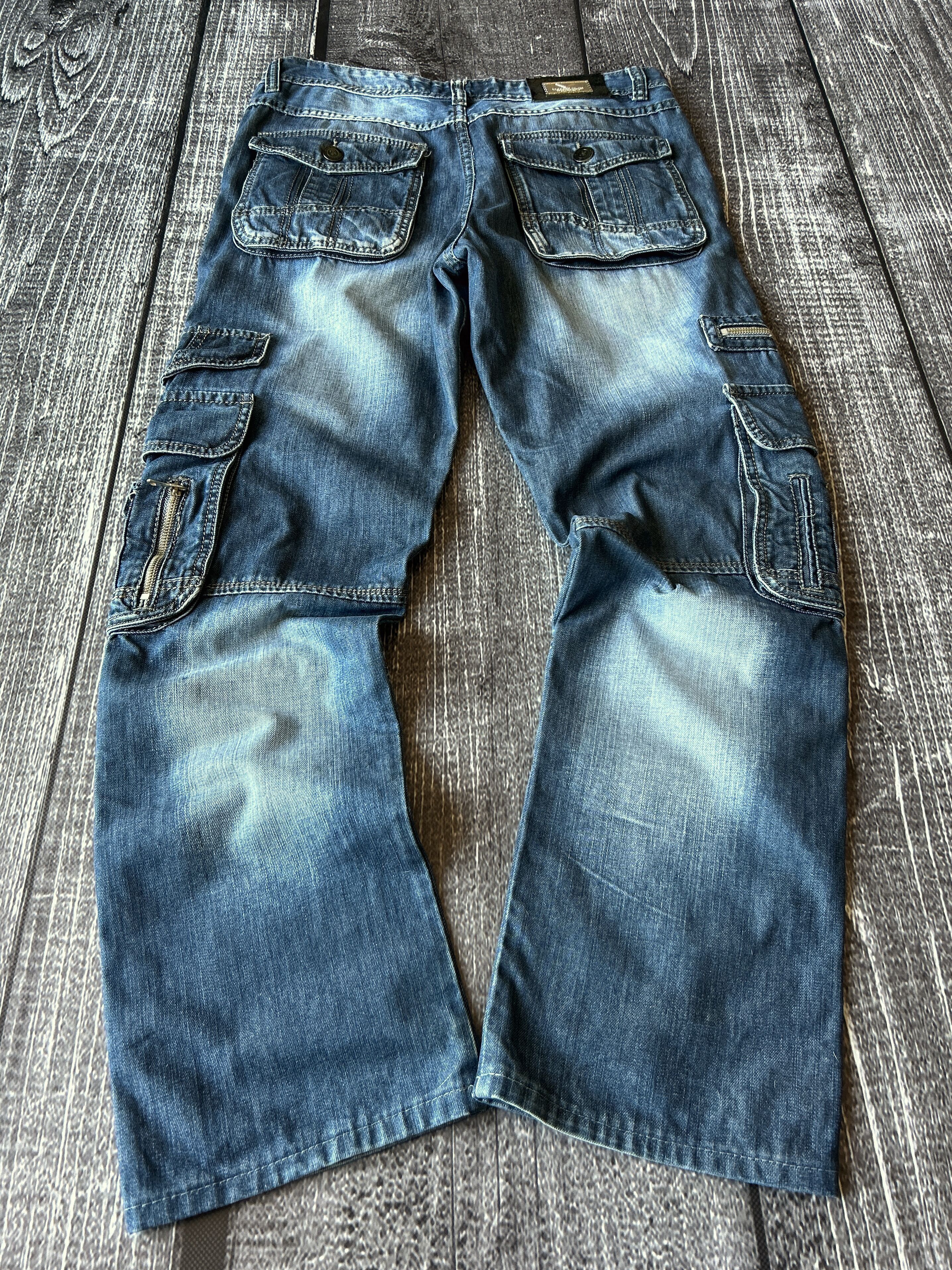 Vintage Vintage Cargo Denim Jeans Multi Pocket Distressed Y2K Skater Size US 32 / EU 48 - 2 Thumbnail