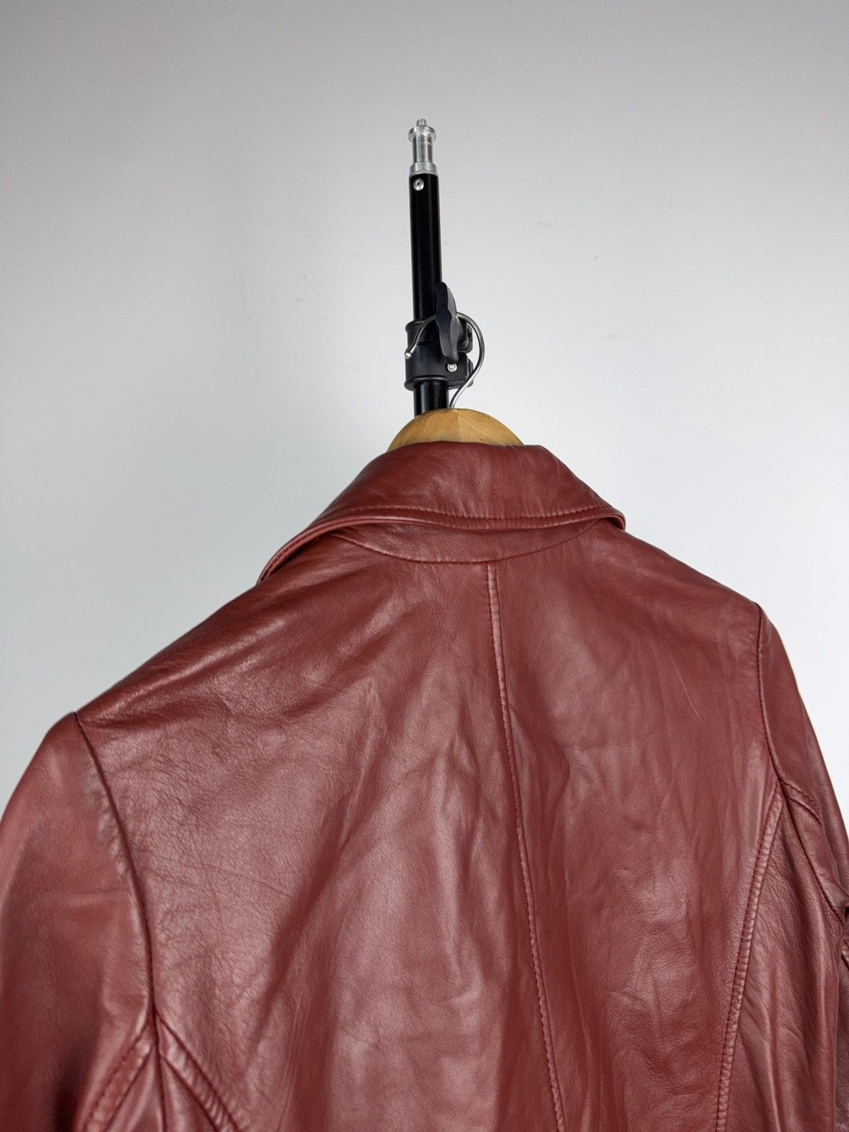 Genuine Leather Avant Garde 00s Red Leather Biker Moto Punk Rock Jacket Size S / US 4 / IT 40 - 14 Thumbnail