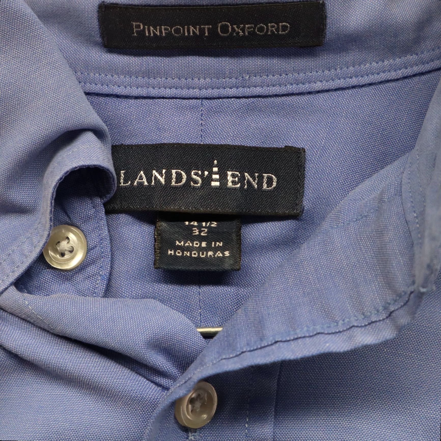 Lands' End Lands' End Shirt Mens 14.5-32 Pinpoint Oxford Pocket Button Up Blue Long Sleeve Size US M / EU 48-50 / 2 - 7 Thumbnail