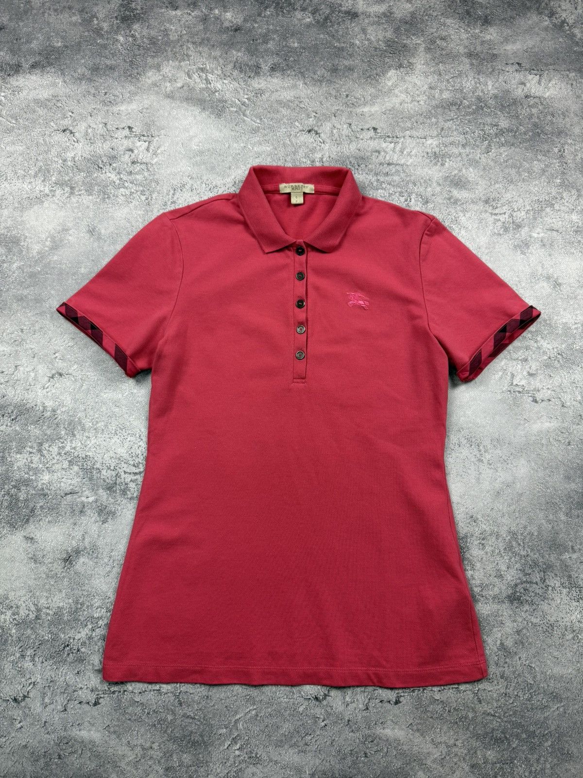 Burberry Burberry Brit Nova Check Pink Polo T-Shirt Y2K Tee Luxury Size S / US 4 / IT 40 - 3 Thumbnail