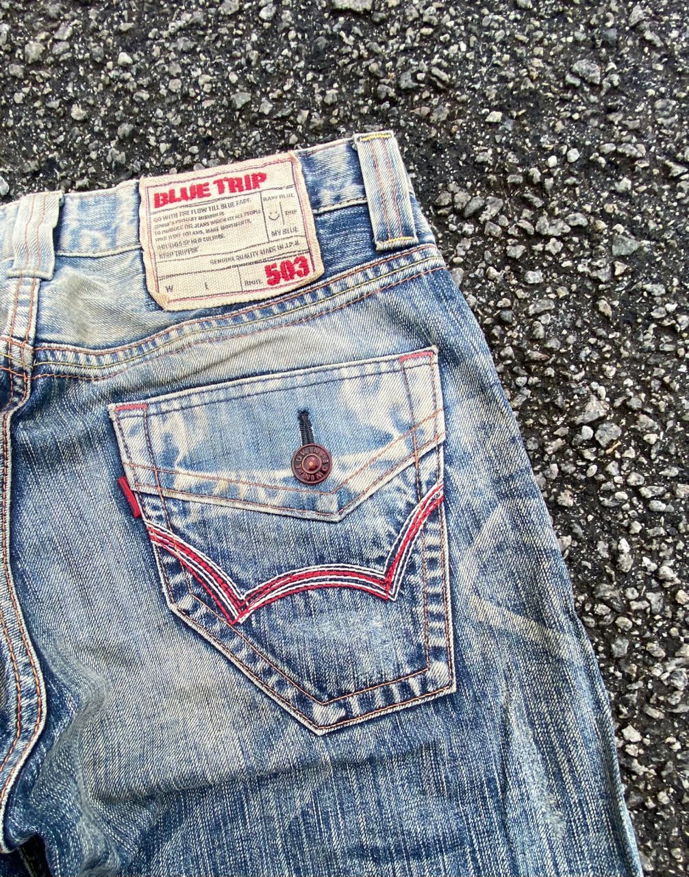 Edwin 💥FLARE💥VINTAGE EDWIN 503 BLUE DISTRESSED DENIM Denim Size US 31 - 13 Thumbnail