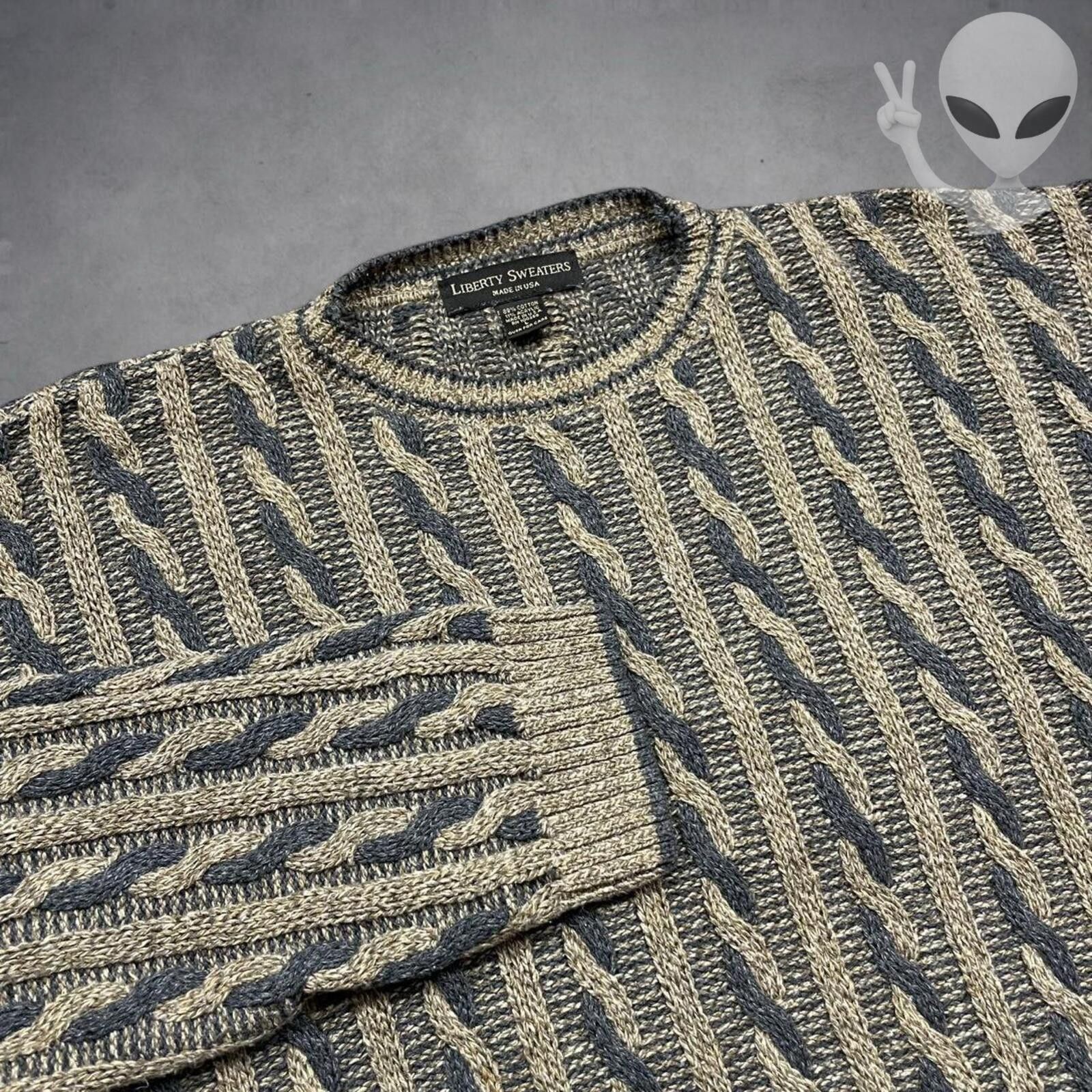 Other 80s Vintage Cable knit Pullover Large Liberty Sweaters USA Size US L / EU 52-54 / 3 - 2 Thumbnail