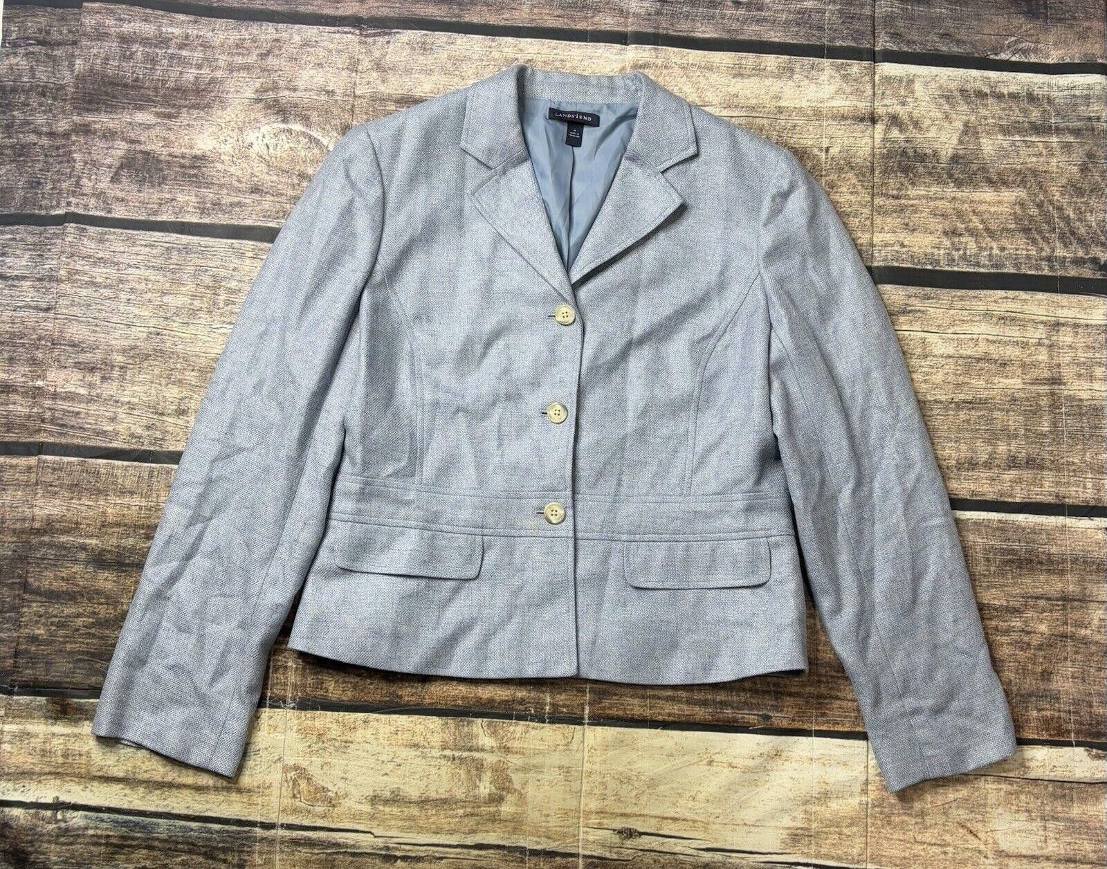 Lands' End Lands End Blazer Jacket Women's Size 14 Silk Linen Wool Blue Size XL / US 12-14 / IT 48-50 - 1 Thumbnail
