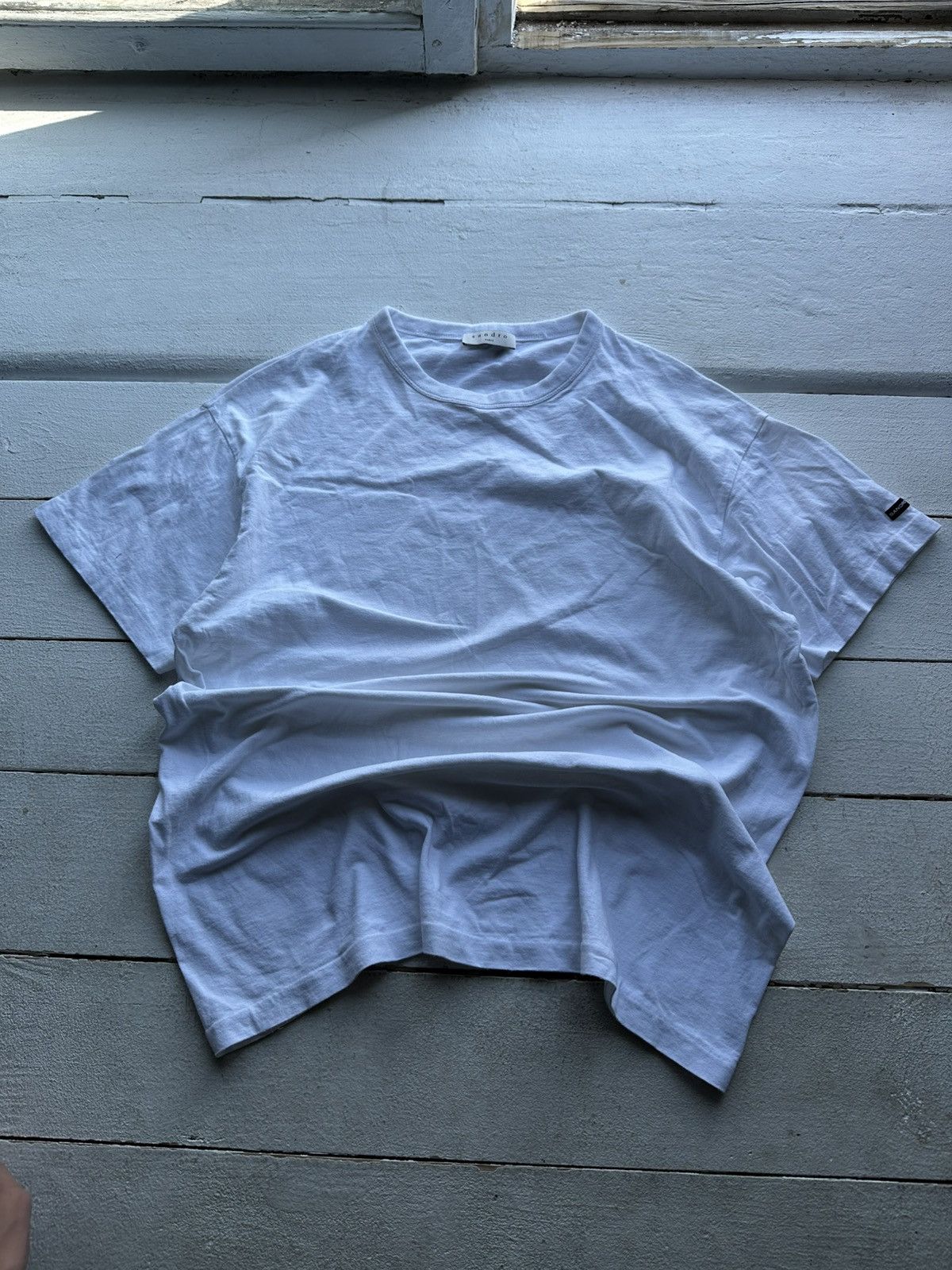 🚨SANDRO LUXURY RARE WHITE TEE SLEEVE LOGO BLANK