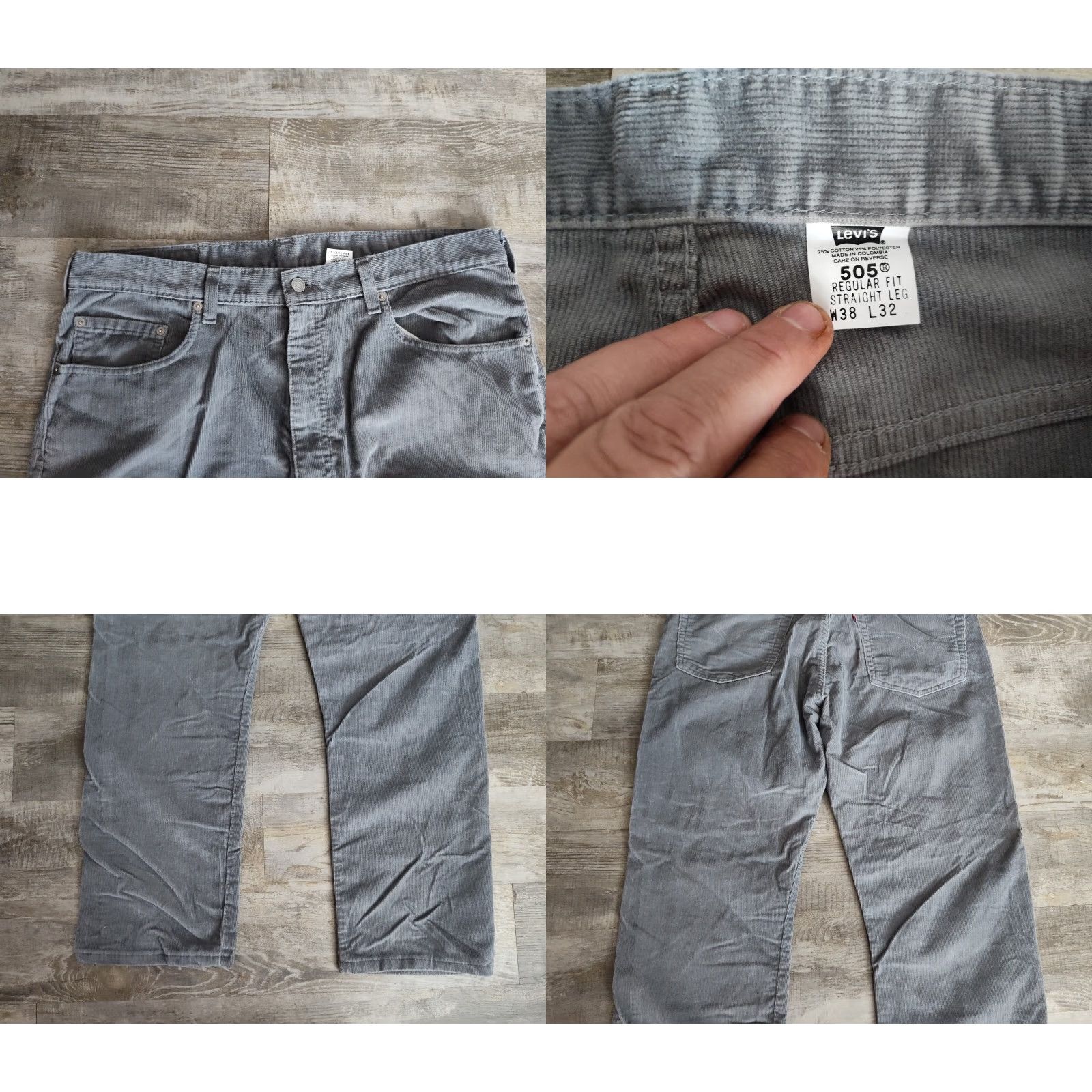 Levi's VINTAGE Levi's 505 Corduroy Pants Men Regular 38 Gray 32in Inseam 5-Pocket 90s 00s Casual Size US 38 / EU 54 - 8 Thumbnail