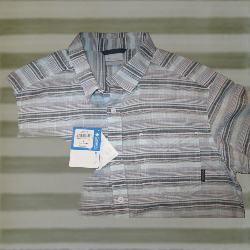Vintage Columbia Shirt Mens Medium Gray Button Down Men New Tags Stevens Village Short Sleeve Size US M / EU 48-50 / 2 - 1 Thumbnail