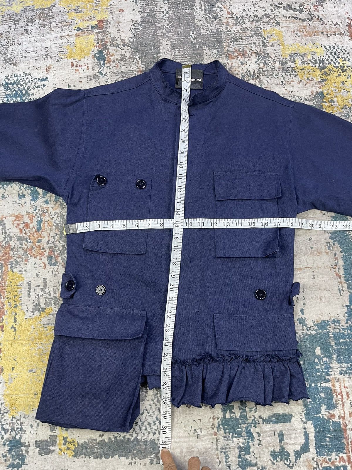 If Six Was Nine Erika Cavallini Flore Crew Neck Navy Ruffles Jacket Size M / US 6-8 / IT 42-44 - 11 Thumbnail