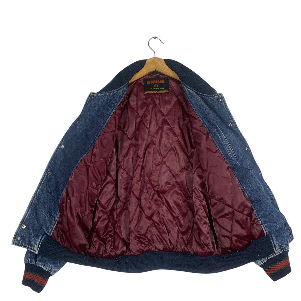 McGregor × Vintage Vintage 90s McGregor Denim Bomber Snap Button Jacket L Size Size US L / EU 52-54 / 3 - 5 Thumbnail