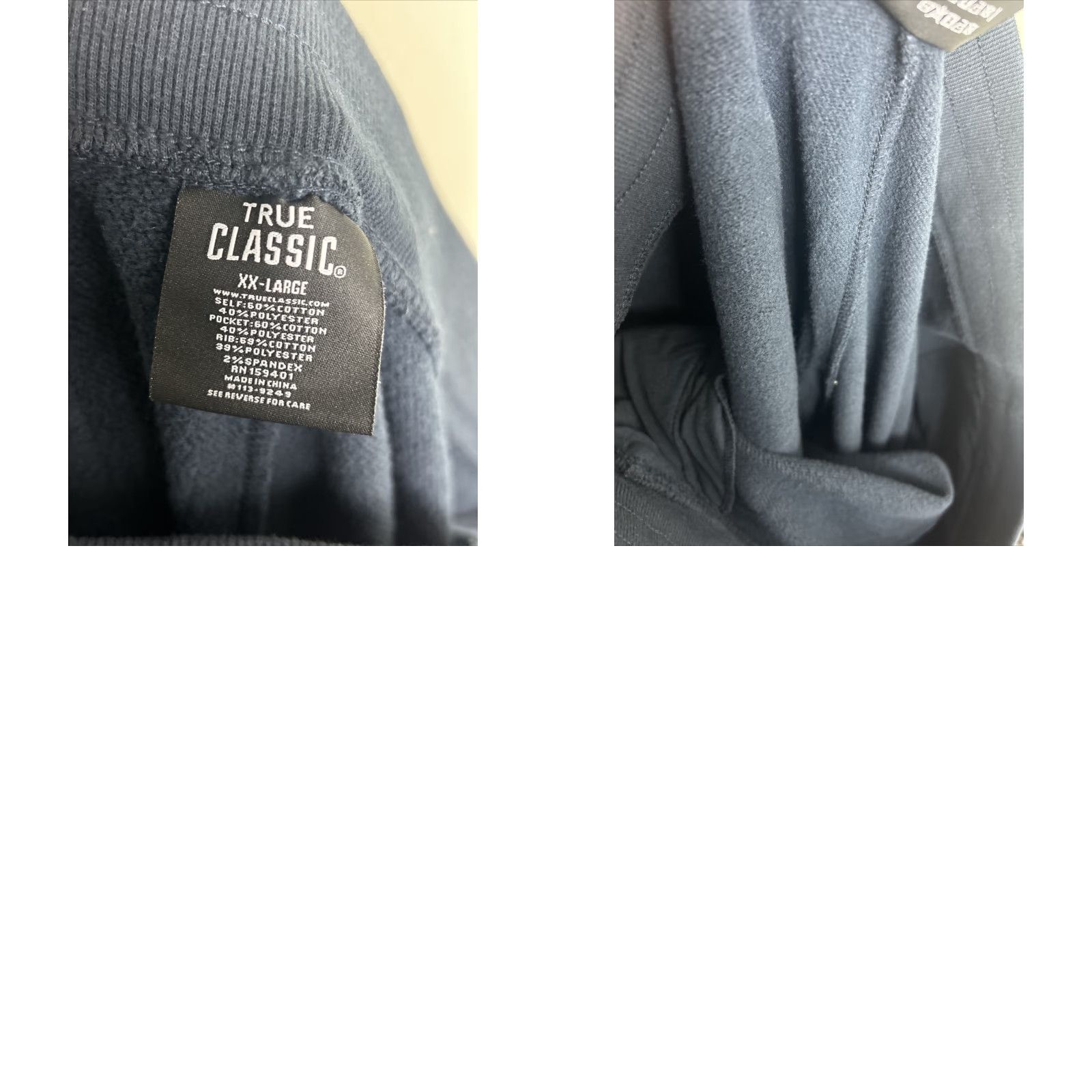 Vintage True Classic Fleece Joggers Mens XXL Navy Tapered Sweatpants Cotton Polyester Spandex Slim Fit 2XL Elastic Waist Pockets Lounge Activewear Size US 39 - 9 Thumbnail