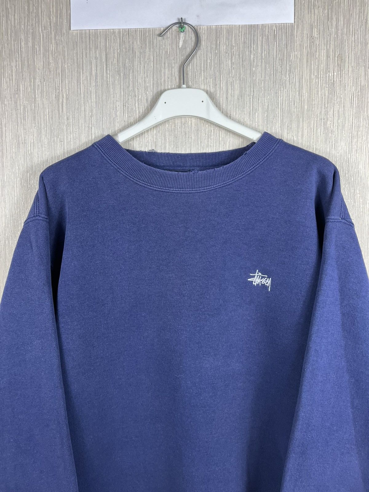 Stussy Vintage 80s Stussy basic chest logo navy distressed crewneck Size US M / EU 48-50 / 2 - 4 Thumbnail