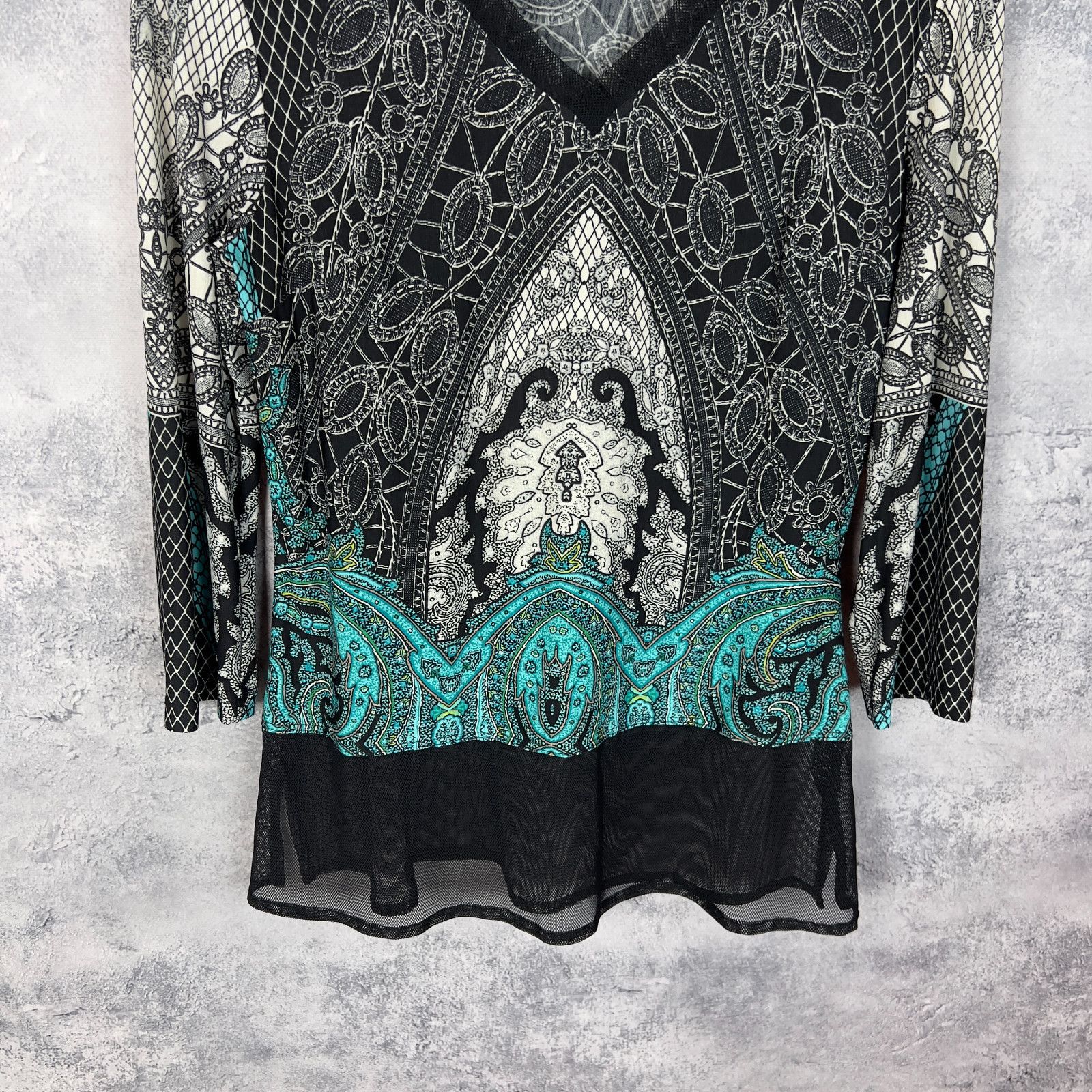 Frank Lyman Frank Lyman Blouse Women's Size USA 10 Multicolor V-Neck ` Size L / US 10 / IT 46 - 3 Thumbnail