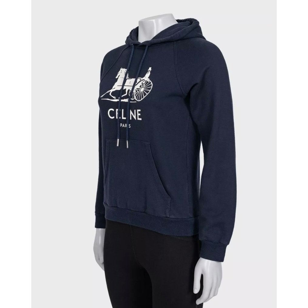 Celine Celine Blue Cotton Cashmere Hoodie - Size XS Size XS / US 0-2 / IT 36-38 - 2 Thumbnail