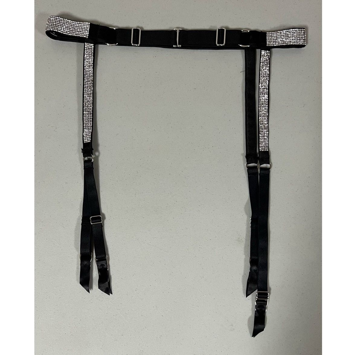 Victoria's Secret Black Satin Silk Diamond Garter Belt Lingerie Size XS/S 💎 Size ONE SIZE - 3 Thumbnail