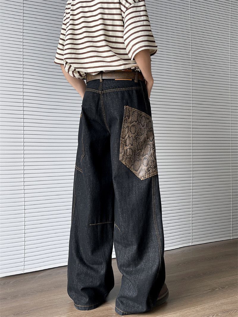 Japanese Brand Retro loose wide leg patchwork jeans Size US 32 / EU 48 - 4 Thumbnail