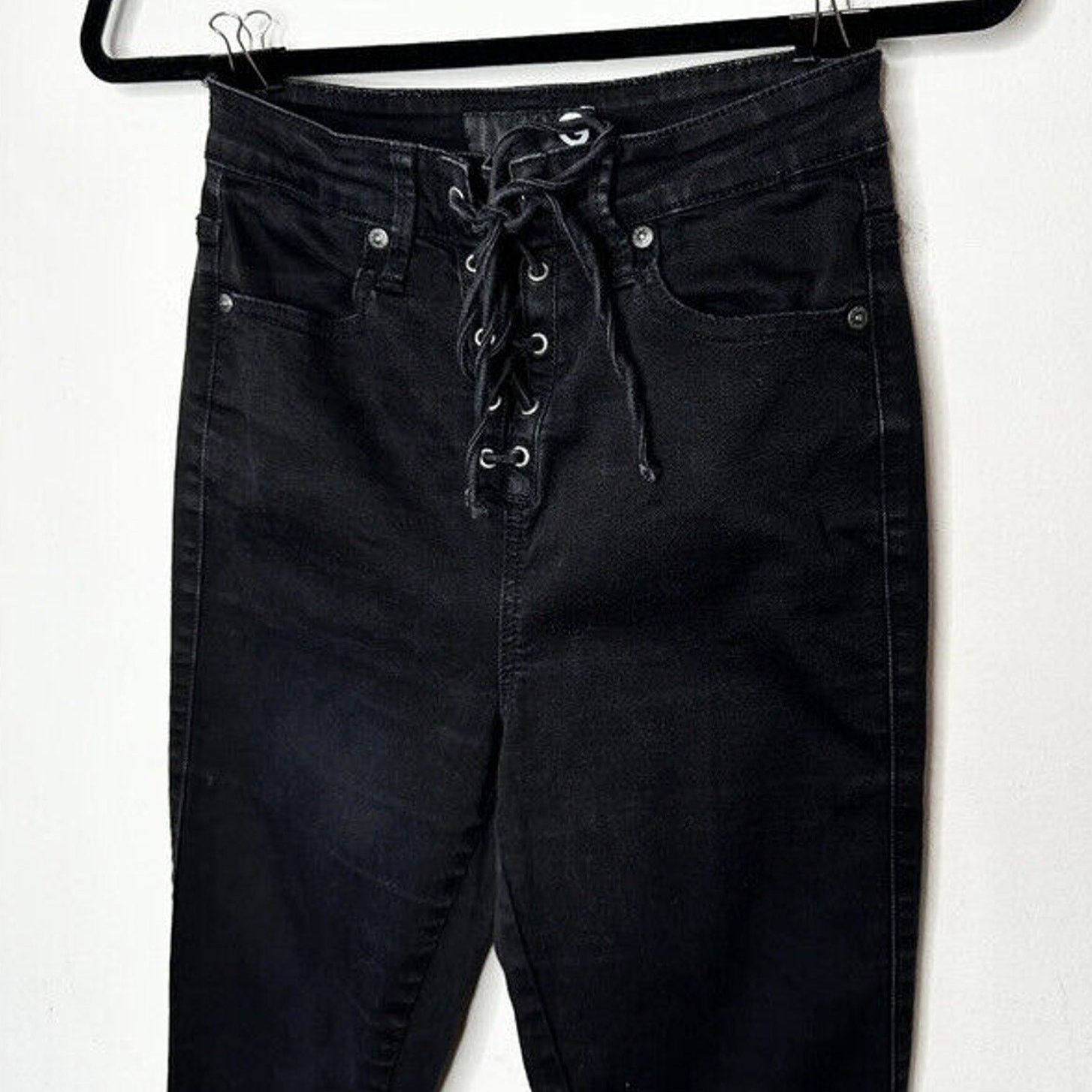 Other G By Guess Stone Black Lace-Up High Waist Skinny Jeans 28 Size 28" / US 6 / IT 42 - 1 Thumbnail