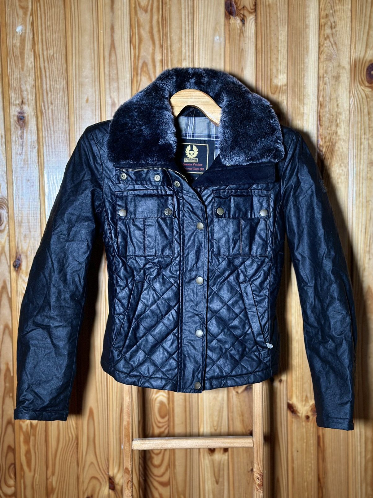 image of Belstaff Gold Label Women Wax Jacket in Black (Size Medium)
