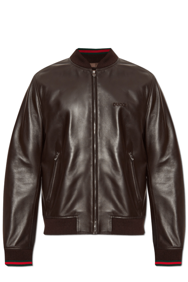 Gucci $6.5K VALUE GUCCI BROWN LEATHER BOMBER JACKET Size US XXL / EU 58 / 5 - 1 Thumbnail