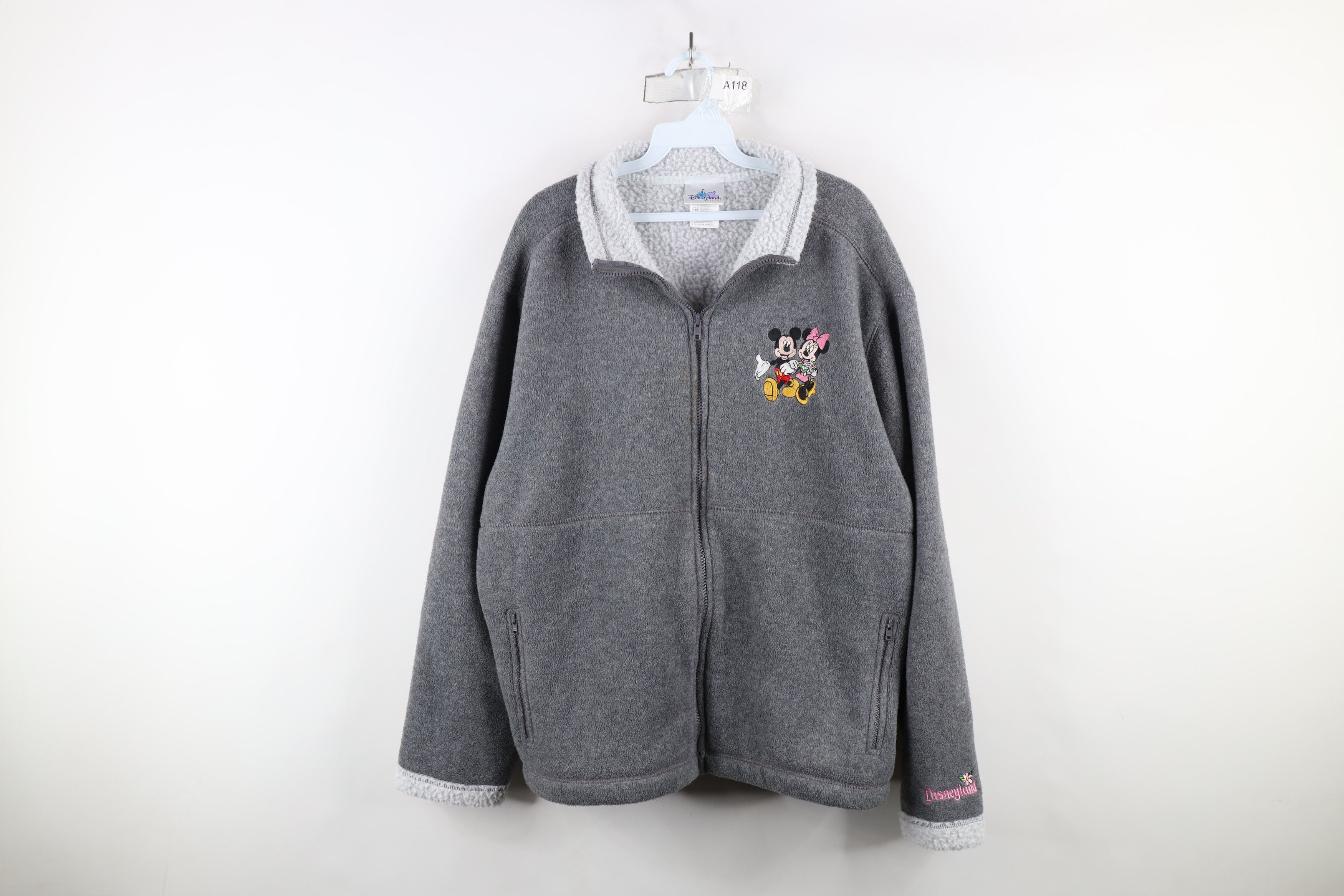 Disney × Vintage Vintage Disney Mickey Minnie Mouse Fleece Jacket Gray Size XXL / US 16-18 / IT 52-54 - 1 Thumbnail