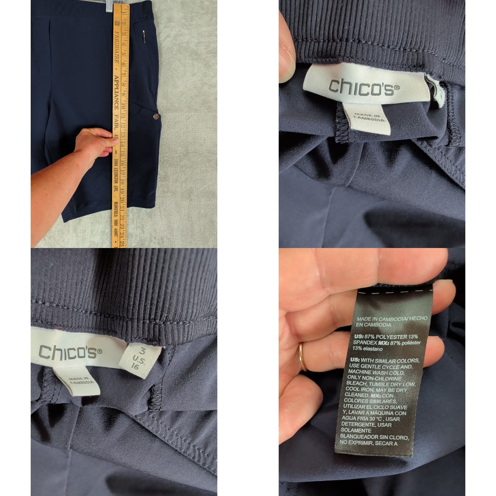 Vintage Chico's Womens Cargo Shorts Navy Blue Pull On Size 3/US 16 9.75 inseam Active Size 38" / US 16 / IT 52 - 9 Thumbnail