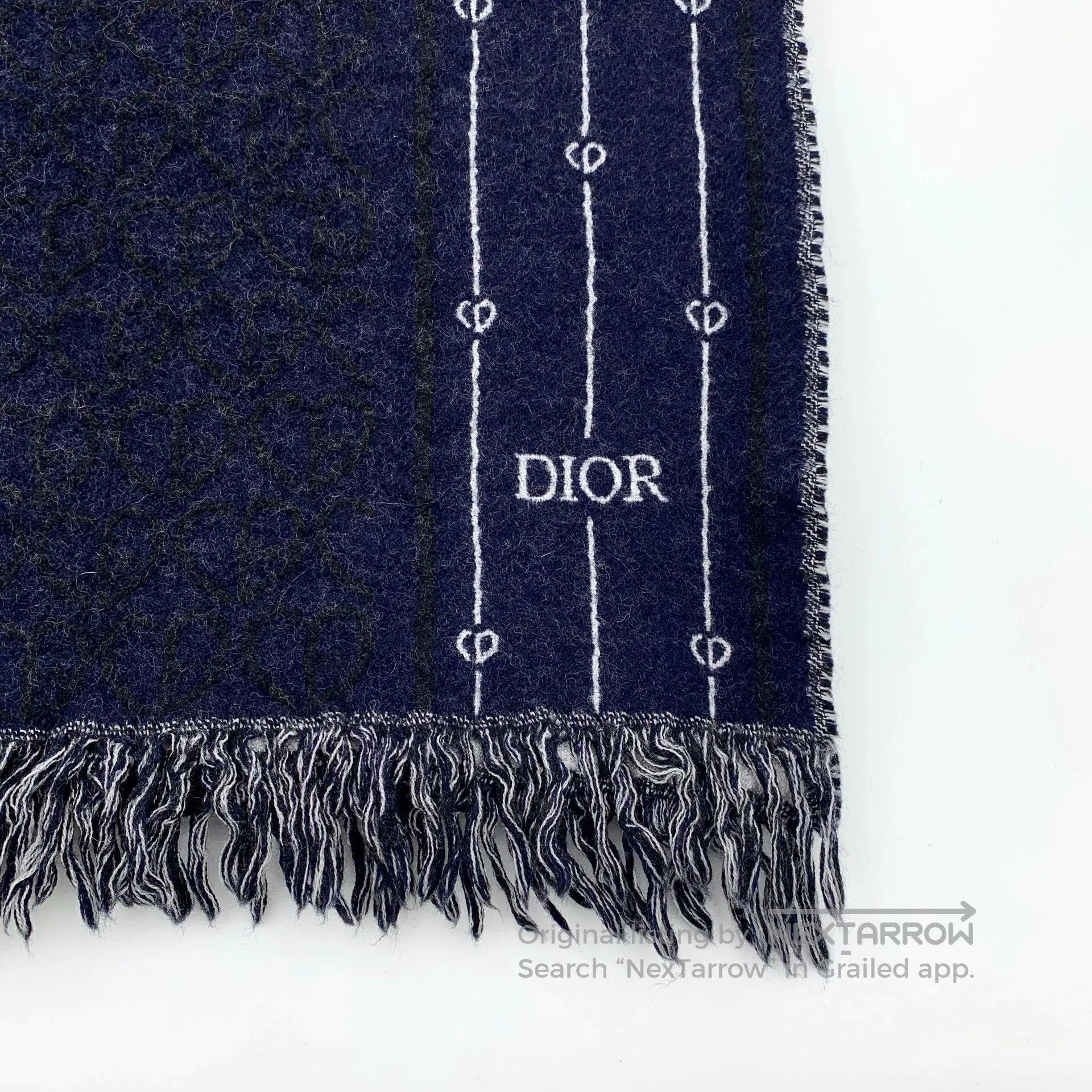 Dior Dior Blue CD Embroidered Wool Scarf. Size ONE SIZE - 4 Thumbnail