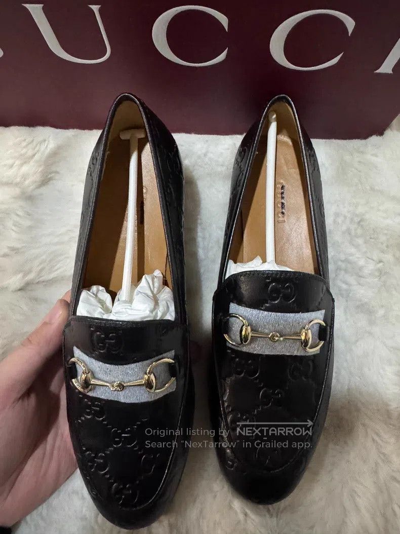 Gucci Guicci Black and Gold Full Print Loafers Leather Shoes Size US 5 / IT 35 - 4 Thumbnail