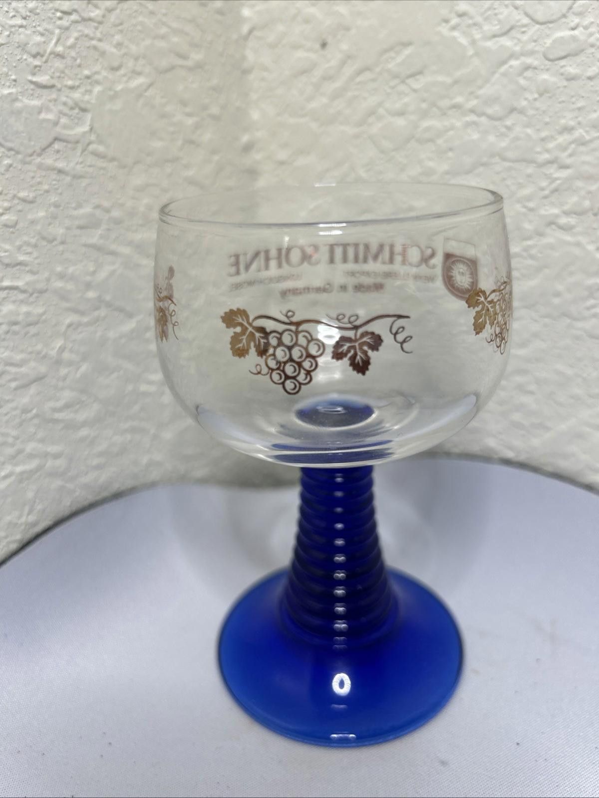 Designer Schmitt Söhne Wine Glass Germany Cobalt Blue Stem Rare Size ONE SIZE - 3 Thumbnail