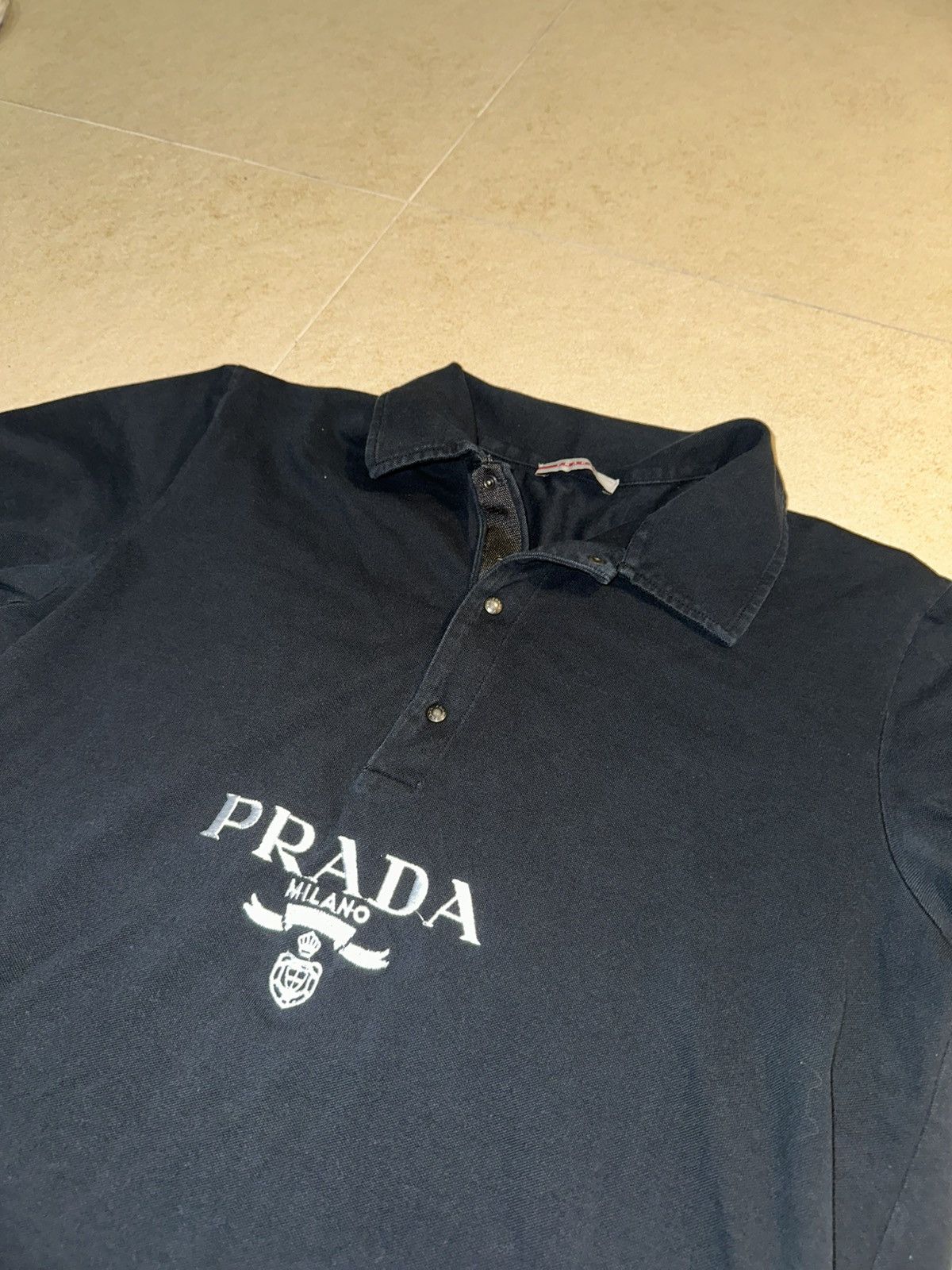 Prada Prada Polo Shirt Black Custom Milano Logo Archive Style Size US XL / EU 56 / 4 - 2 Thumbnail