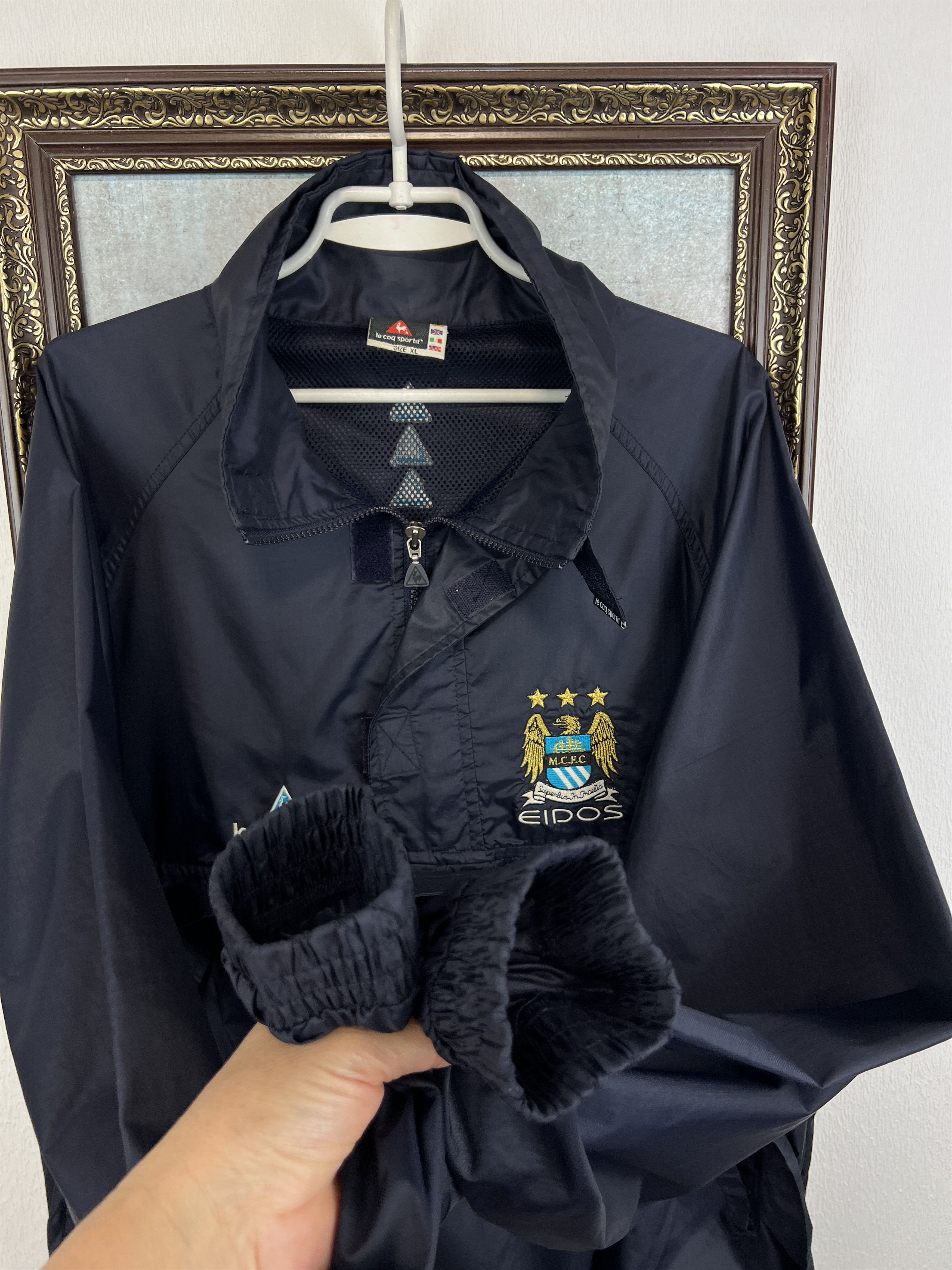 Le Coq Sportif Vintage Manchester City Rain Football Jacket Windbreaker Size US XL / EU 56 / 4 - 8 Thumbnail