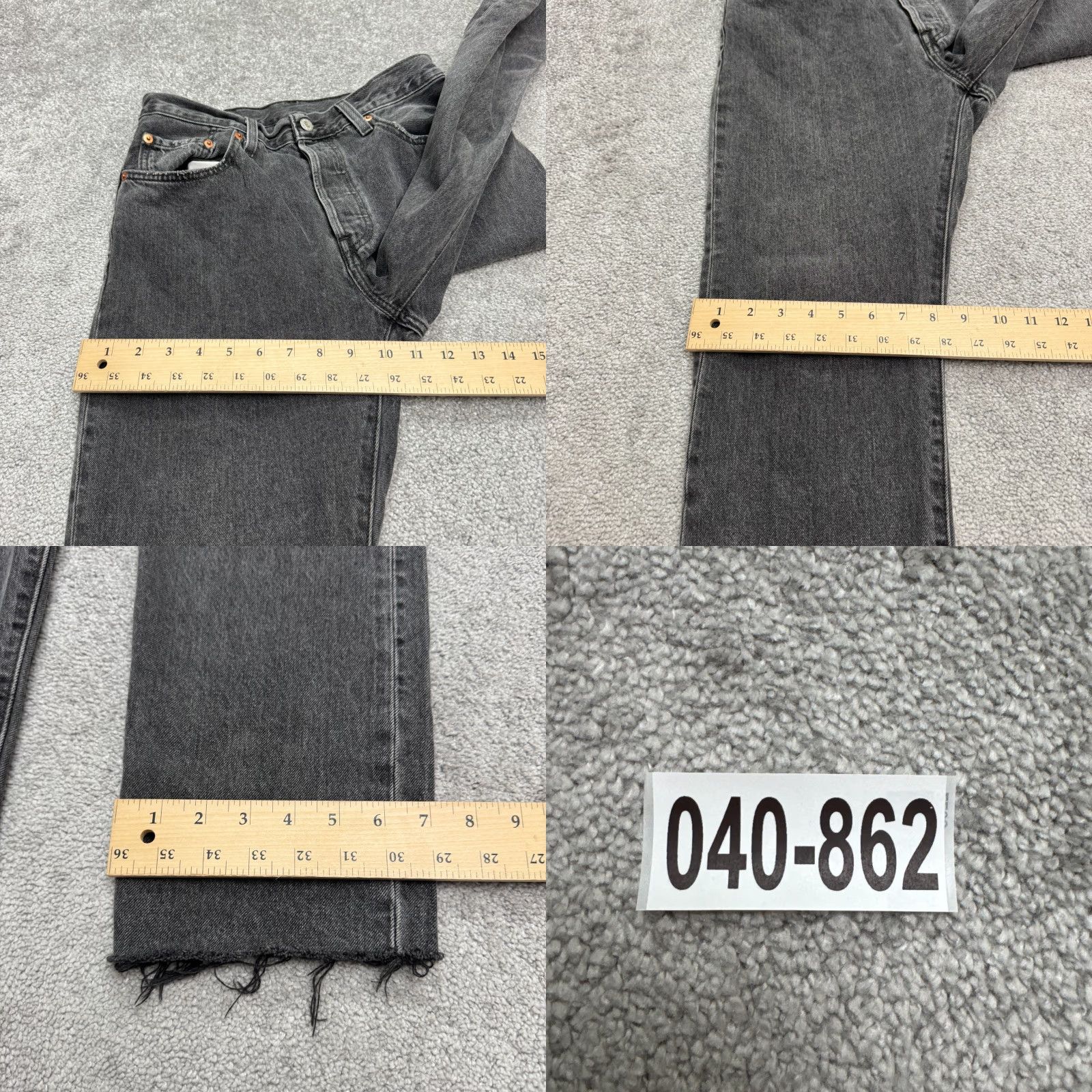 Levi's VINTAGE Levi's 501 Button Fly Denim Jeans Womens 31 Washed Black Straight Cotton Raw Hem Size 24" / US 00 / IT 34 - 10 Thumbnail