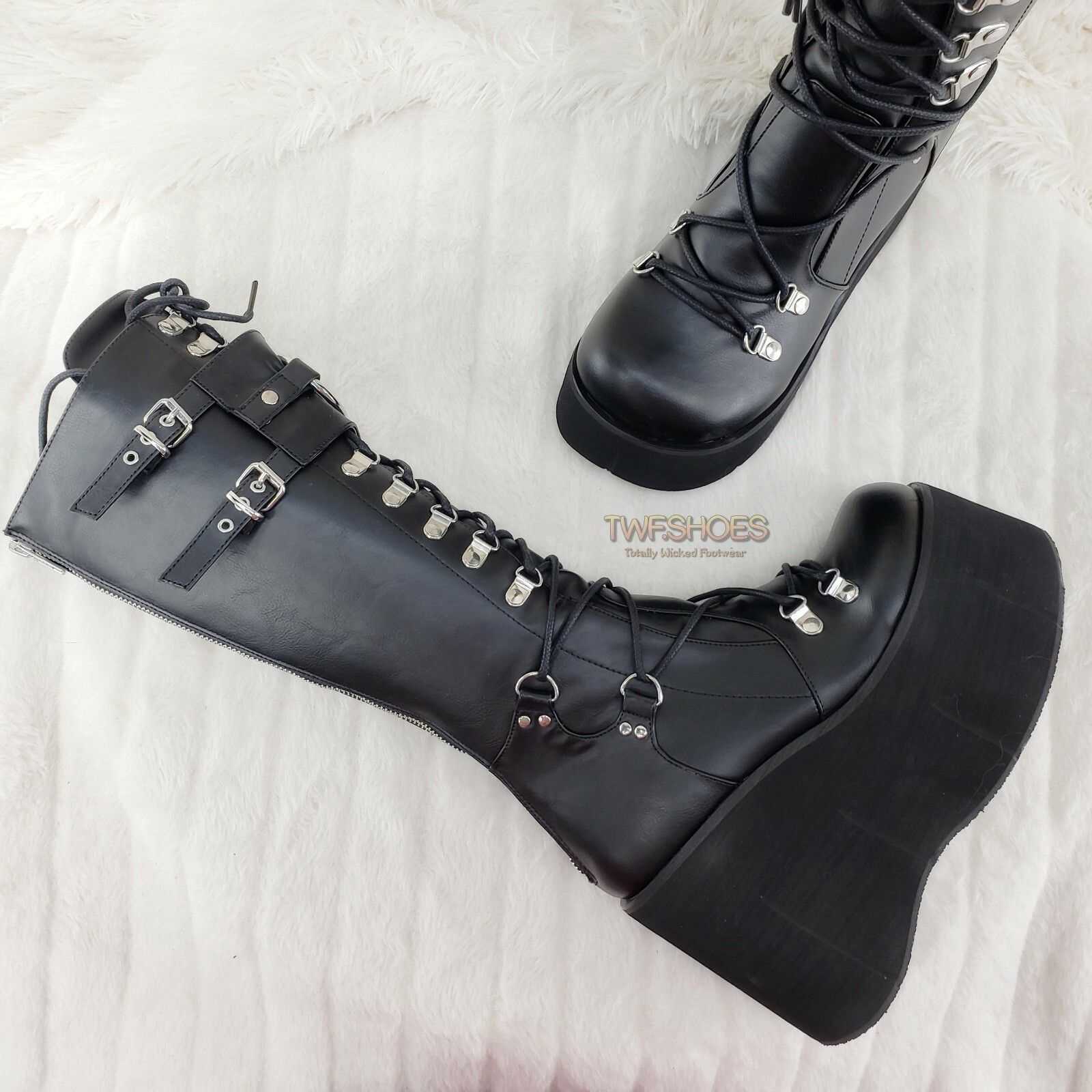 Other DEMONIA Kera 200 Black Shin Shield Knee Boot 4.5" Platform G Size US 9 / IT 39 - 5 Thumbnail