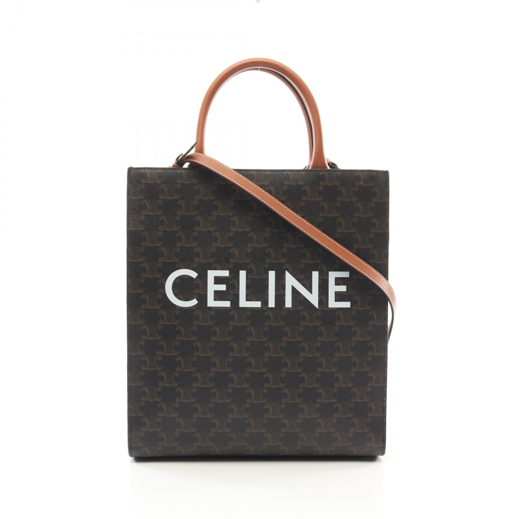 Celine Celine Small Vertical Cabas Triomphe Coated Canvas 2Way Tote Bag Canvas Tote Bag 191542 in Black, Women's