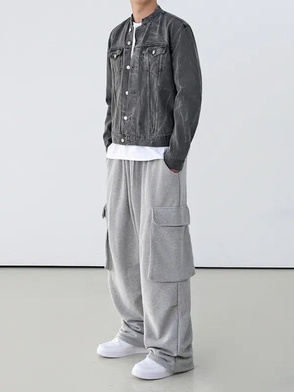 Japanese Brand Matsuoka x Hino Gray Baggy Cargo Sweatpants Size US 31 - 4 Thumbnail