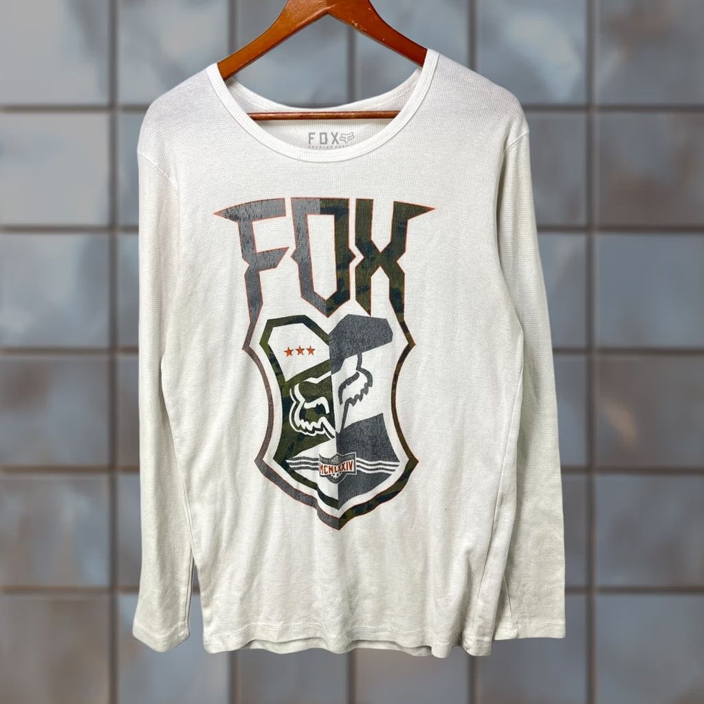 Vintage VINTAGE Fox Shirt Mens L White Thermal Racing Long Sleeve Size US L / EU 52-54 / 3 - 1 Thumbnail