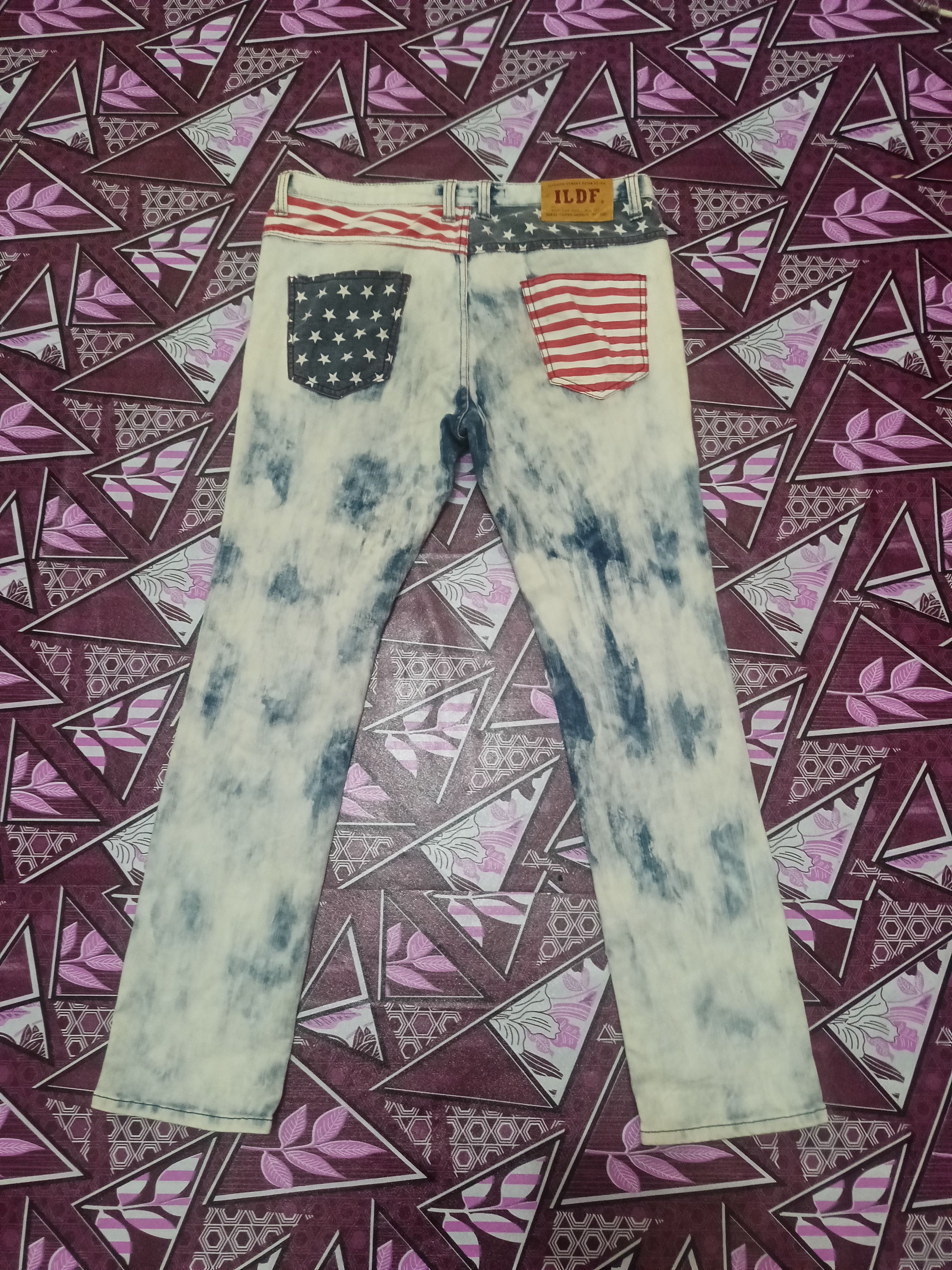 14th Addiction × If Six Was Nine × Japanese Brand ILDF street makes it punk Acid wash jeans USA flag Size US 33 - 11 Thumbnail