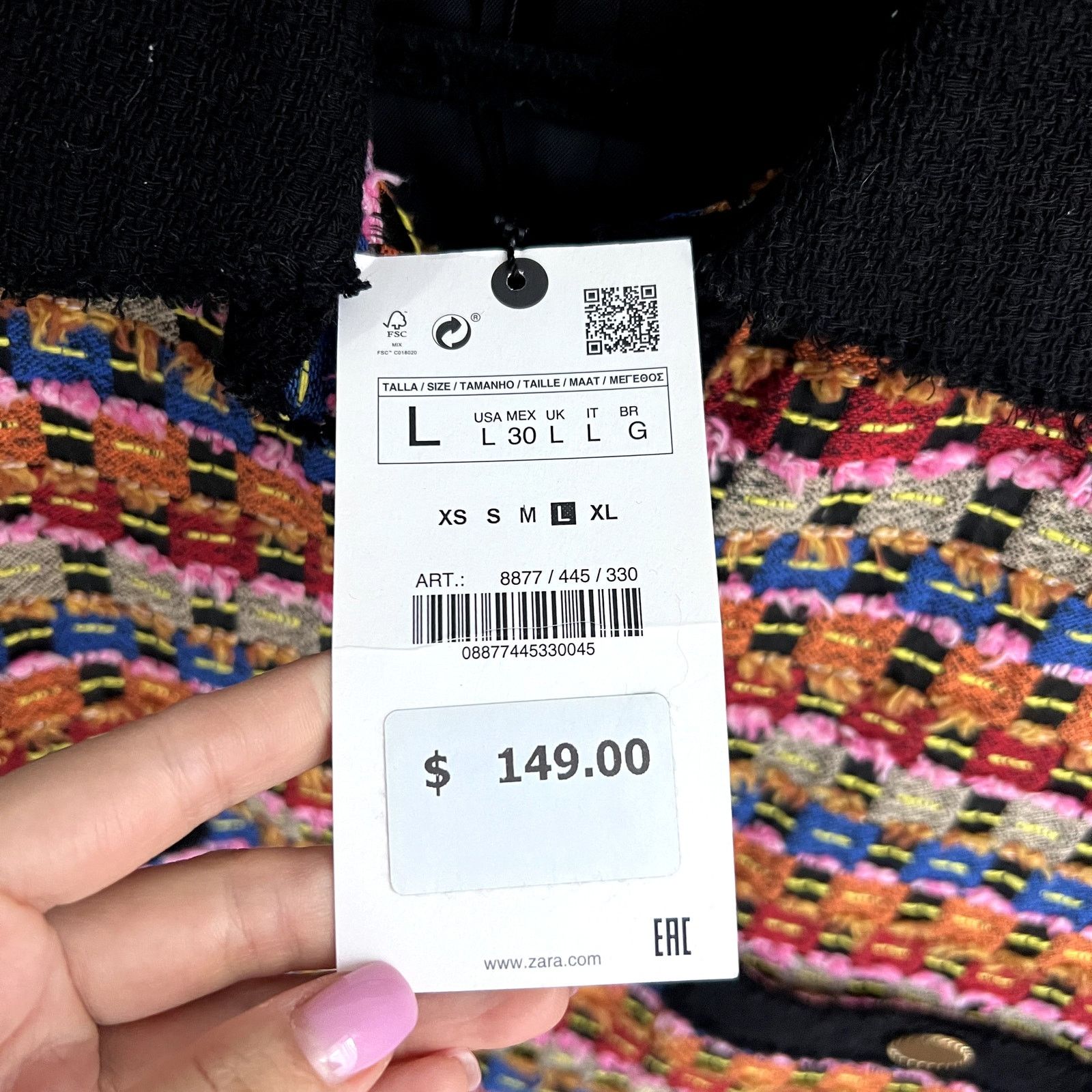 Zara Zara Rainbow New Tweed Cropped blazer jacket size L viscose Size L / US 10 / IT 46 - 5 Thumbnail