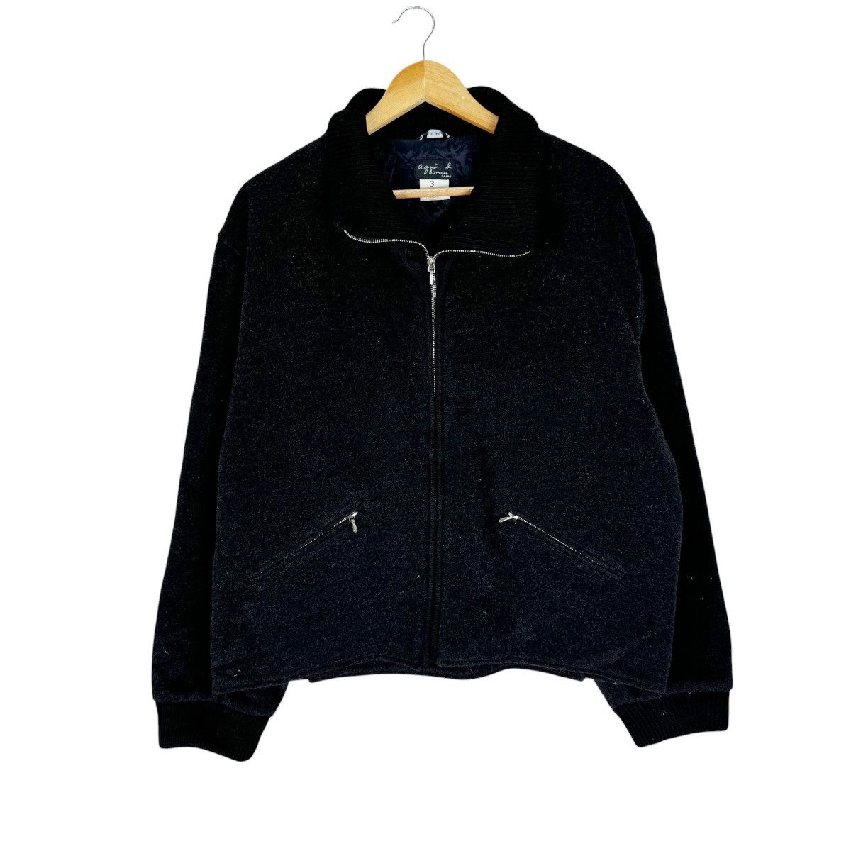 agnes b. ☀️AGNES B PARIS HOMME LAMBSWOOL BOMBER. JACKET Size US L / EU 52-54 / 3 - 2 Thumbnail