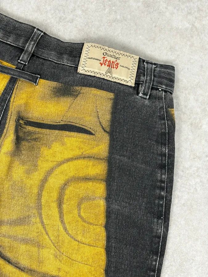 Jean Paul Gaultier 2000s Jean Paul Gaultier Black Yellow Trompe LOeil Jeans Size US 30 / EU 46 - 8 Thumbnail