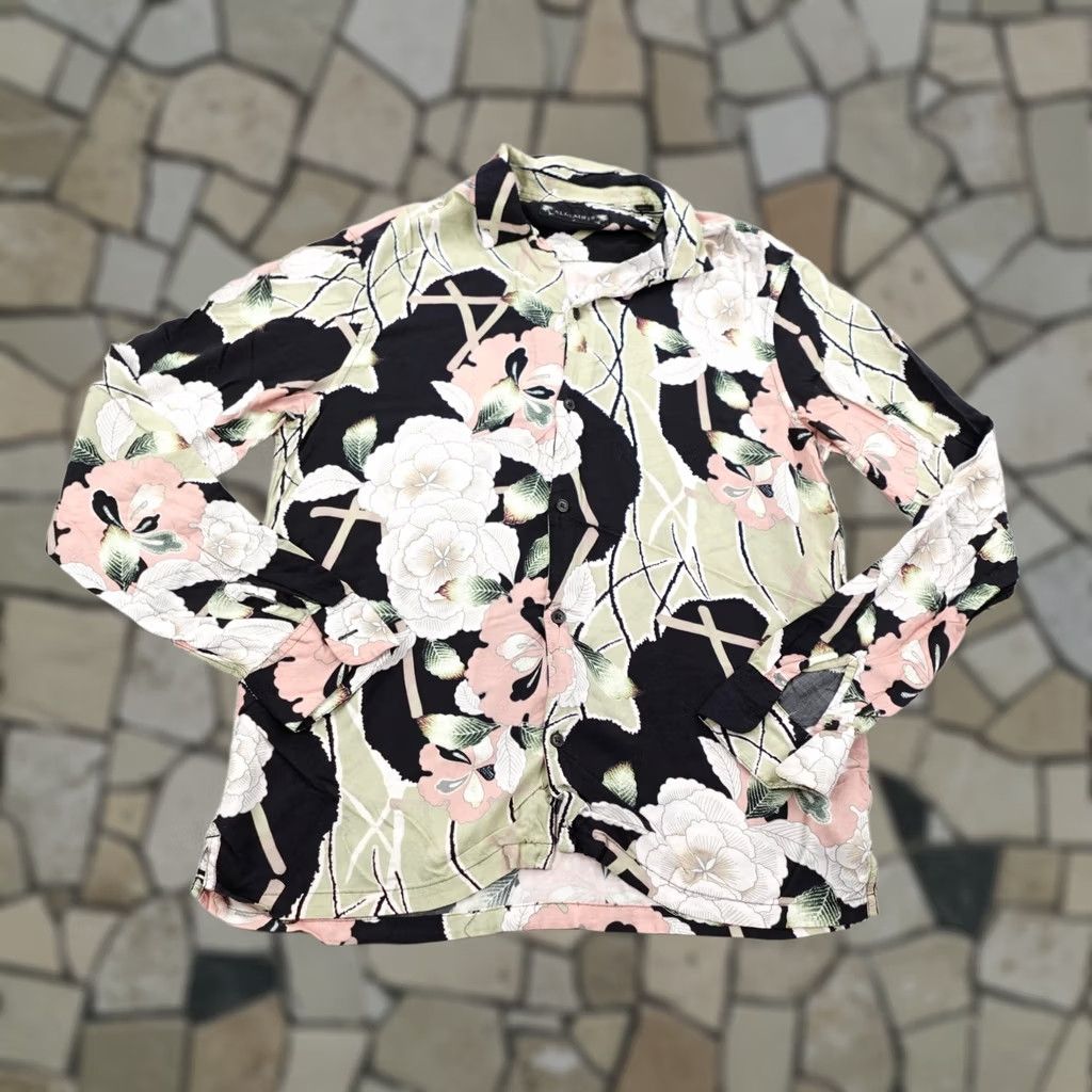 Allsaints AllSaints Shirt Mens Medium Black Green Floral Hawaiian Button Up Camp Size US M / EU 48-50 / 2 - 1 Thumbnail