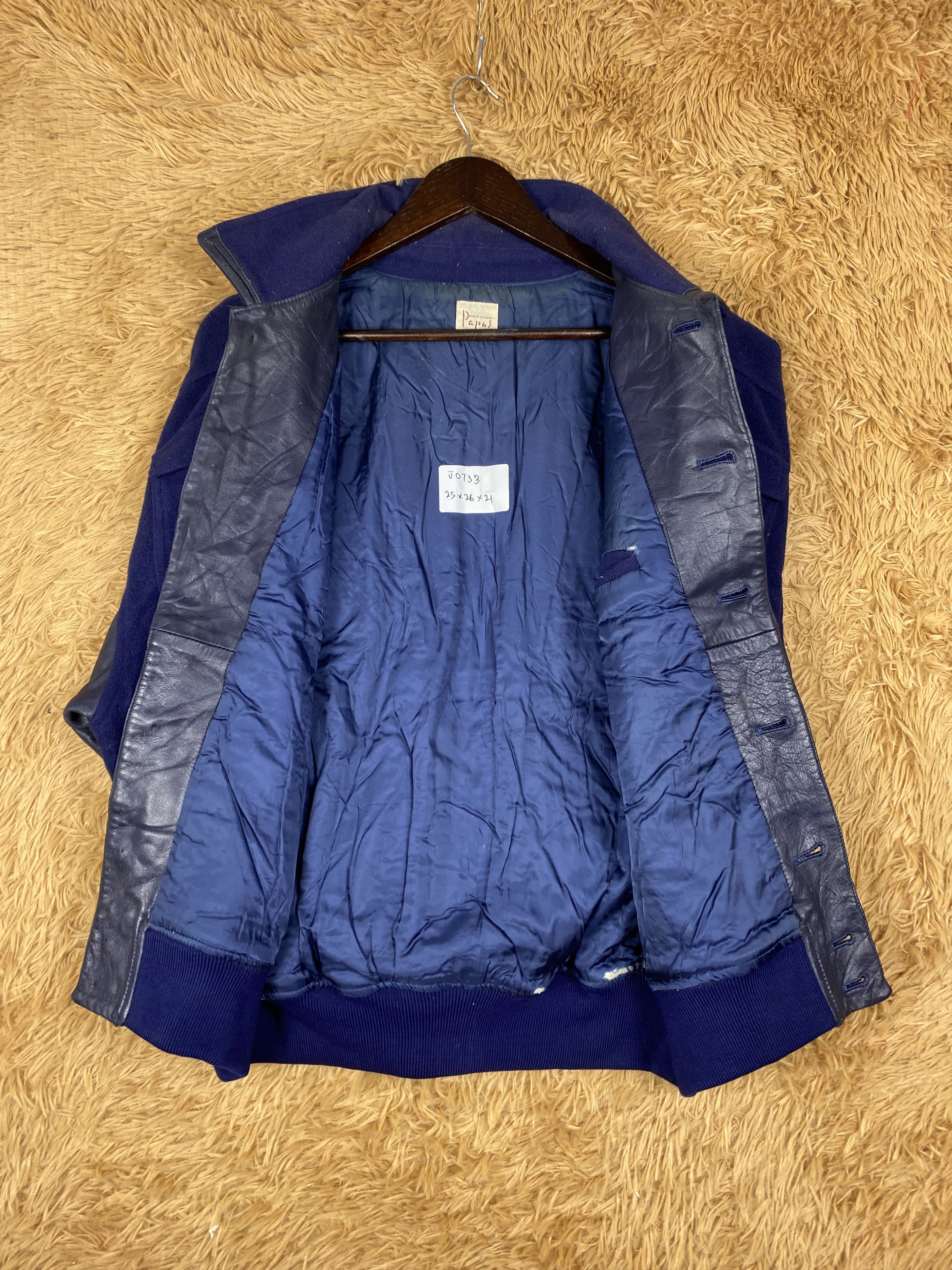 Japanese Brand Vintage Papas Leather Sleeve Varsity Jacket DJ0733 Size US L / EU 52-54 / 3 - 6 Thumbnail
